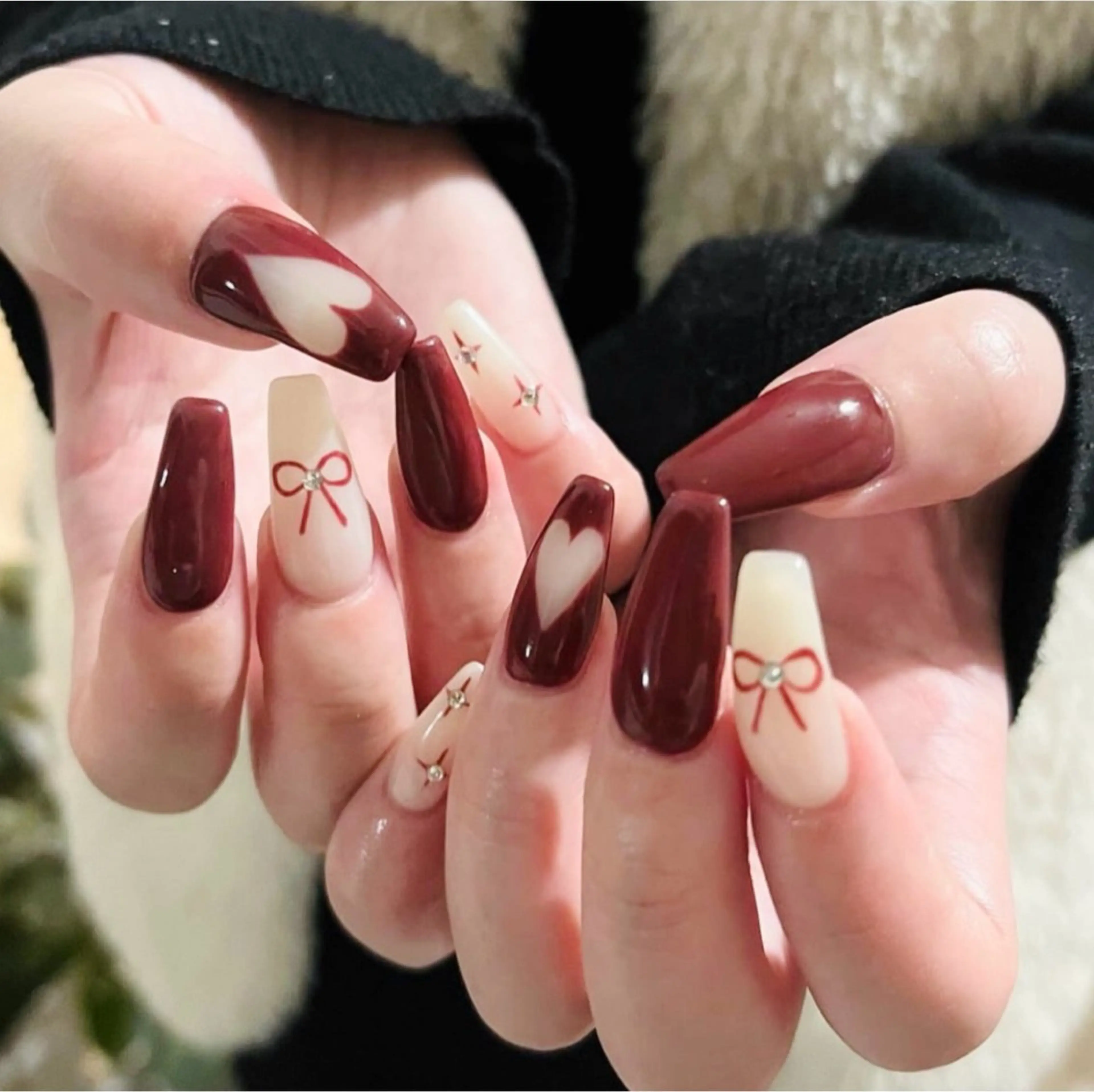 ロング 韓国風ヘア クリスマス Mika nail salon 鶯谷のネイルデザイン