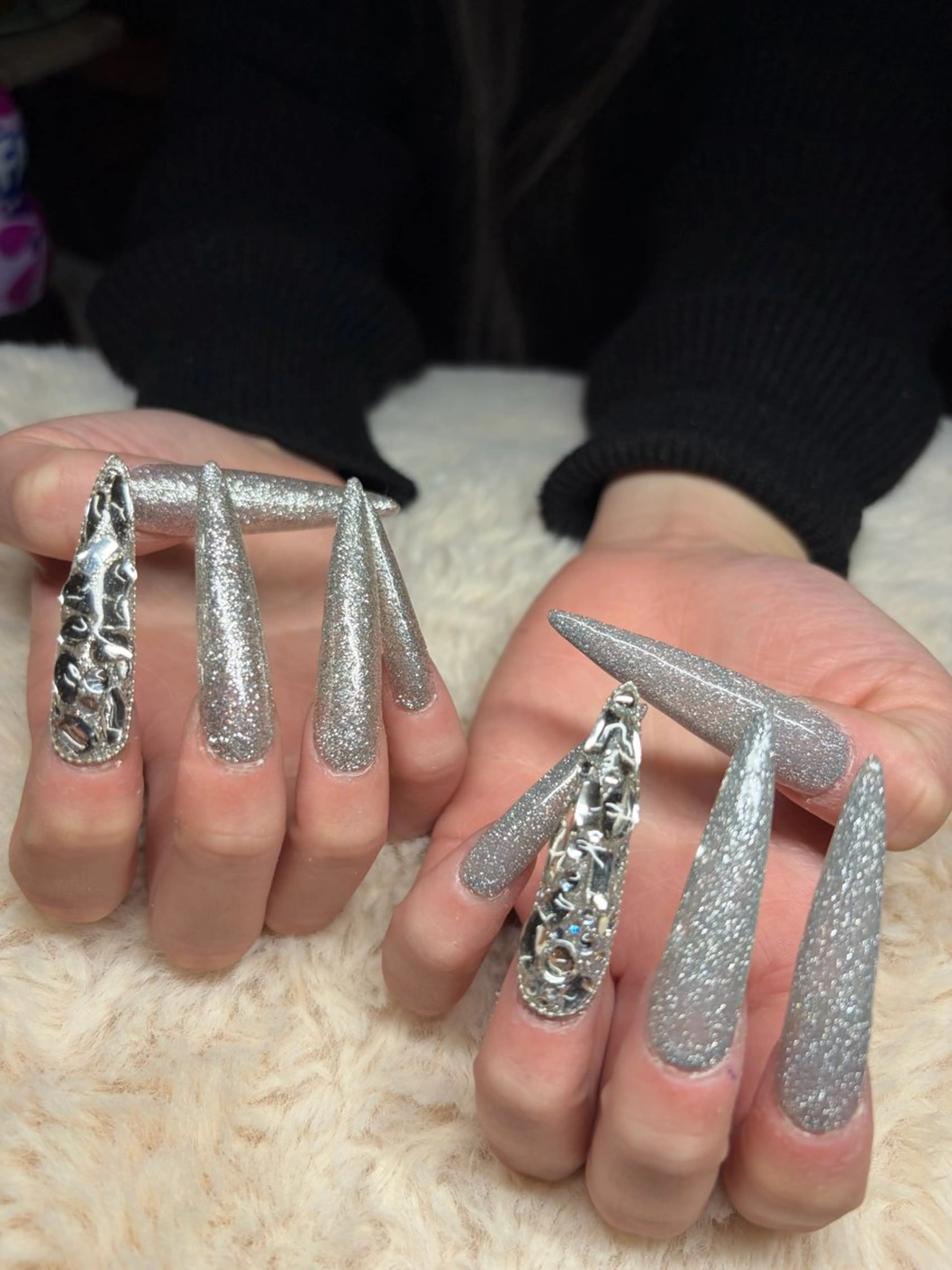 ネイル フラッシュネイル ラメ(グリッター) ネイルチップ Lowé みるくのネイルデザイン