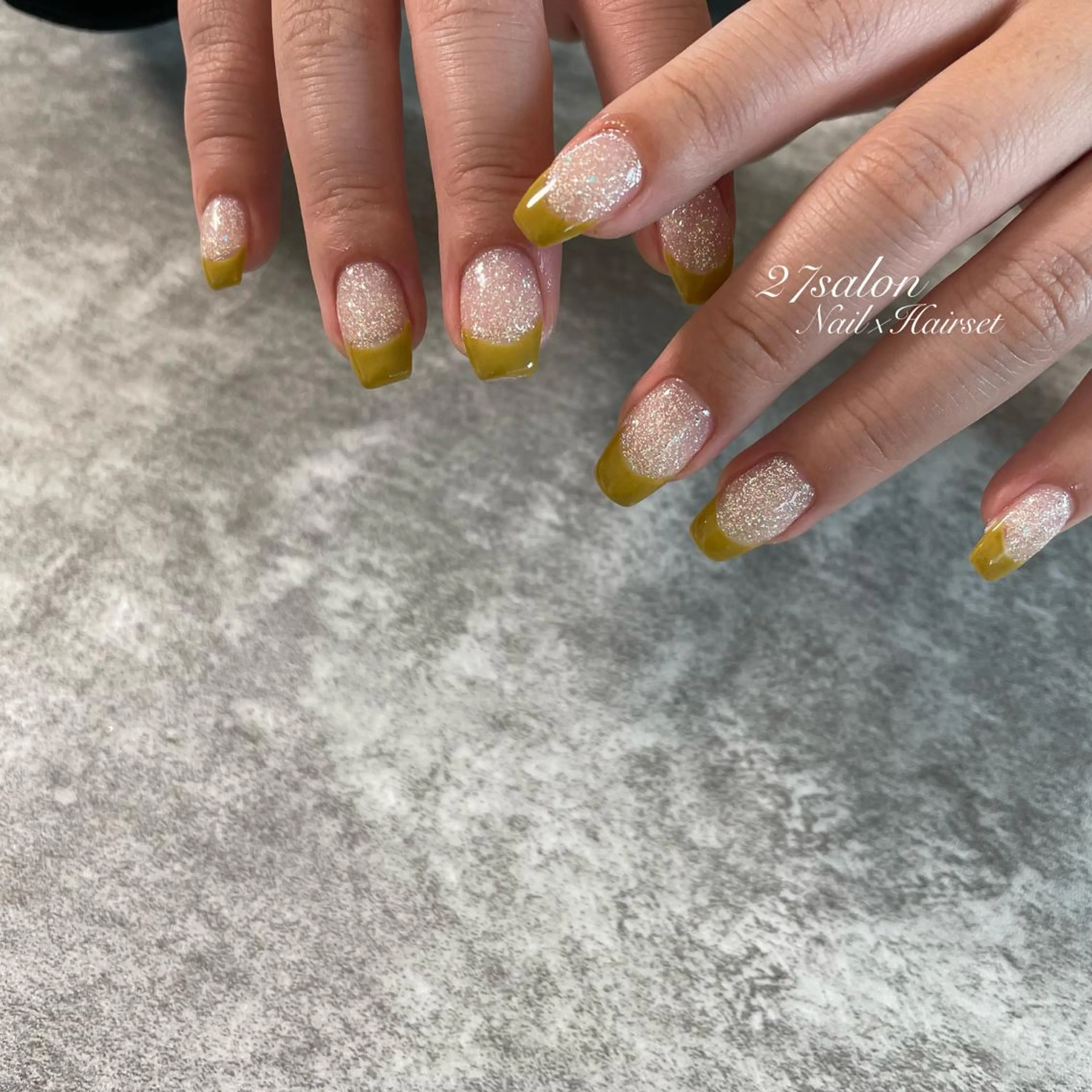 ネイル フレンチネイル ラメ(グリッター) 27salon yuinaのネイルデザイン