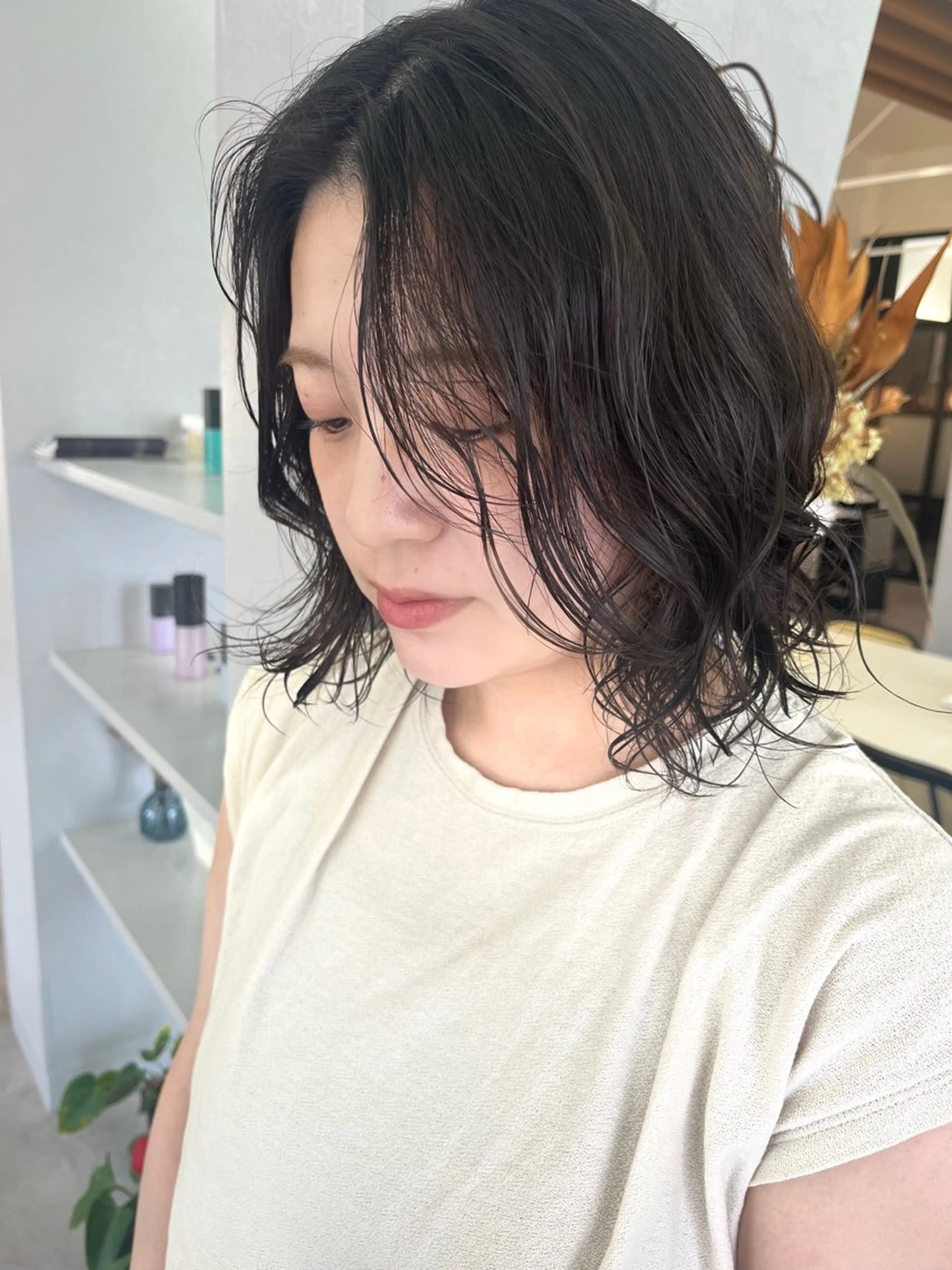 ミディアム パーマ ミディアムパーマ 村田 萌のヘアスタイル