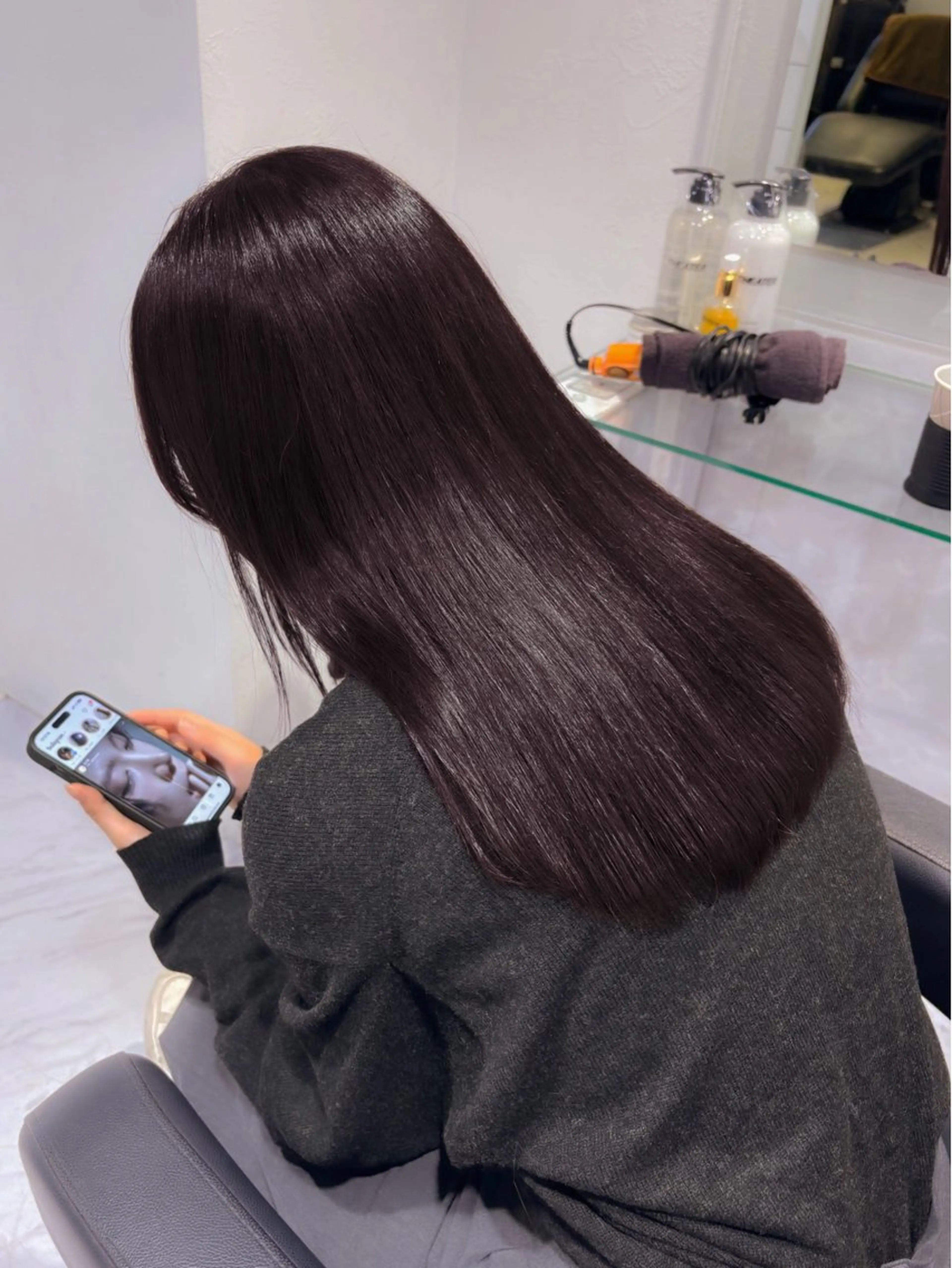 ロング カラー ラベンダーカラー 髪質改善 トリートメント 表参道♡暗髪♡ 艶カラー♡アユミのヘアスタイル
