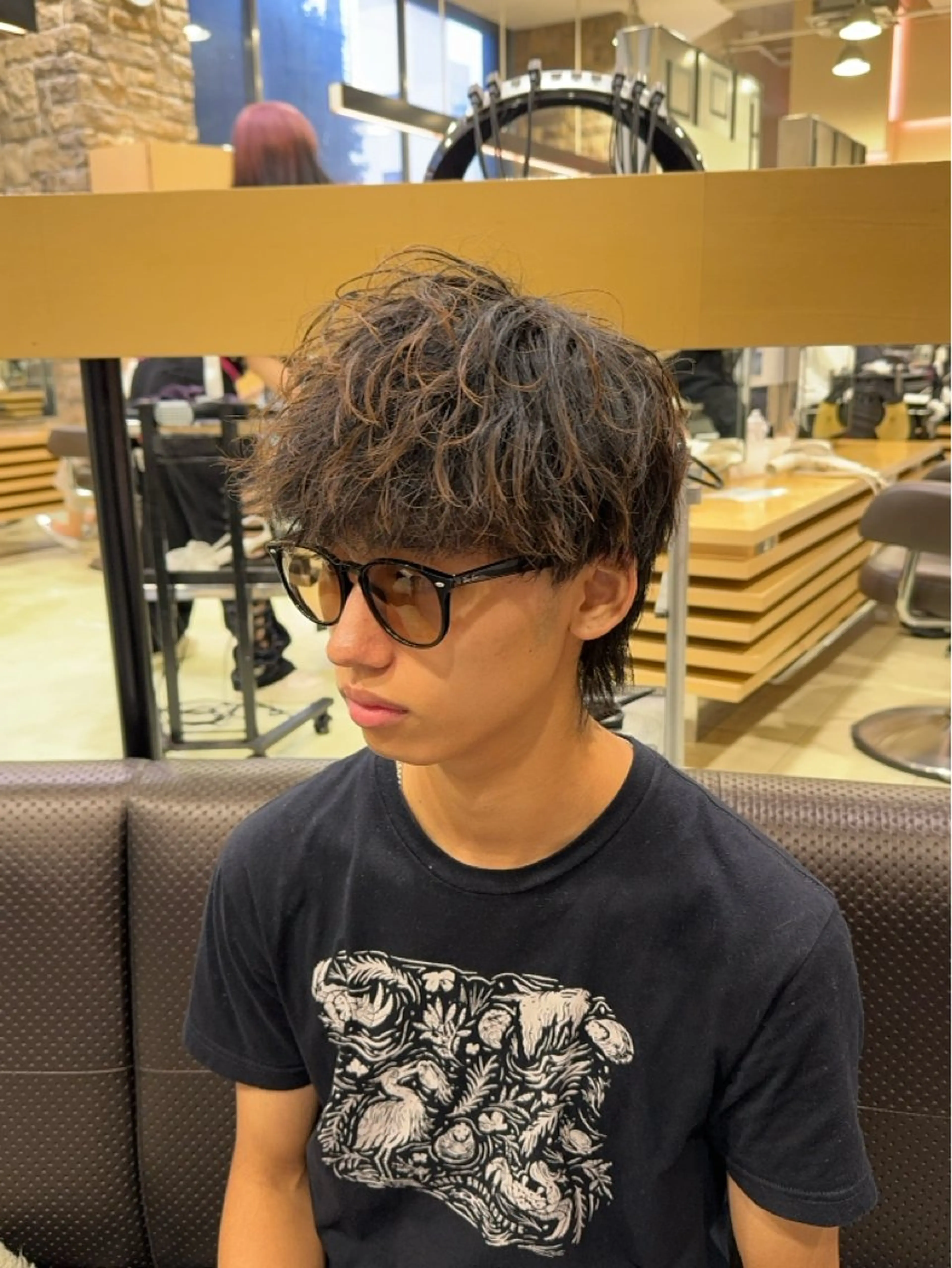 パーマ メンズ カット パーマ レイヤー/センター パート/坂本翔のヘアスタイル