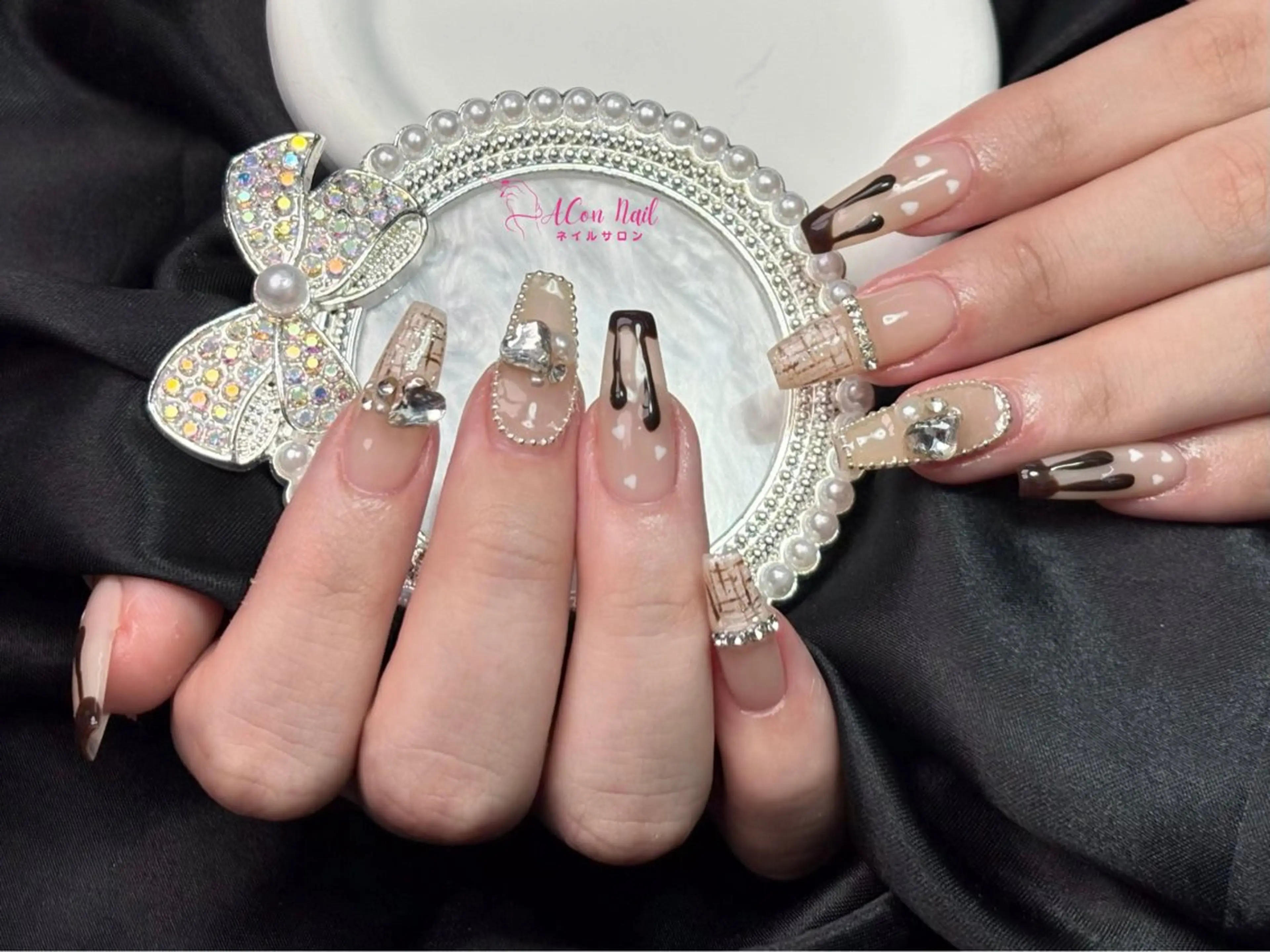 ネイル 桜ネイル 長さ出し フラワーネイル フレンチネイル ジェルネイル ハンドネイル ACon NailSalonのネイルデザイン