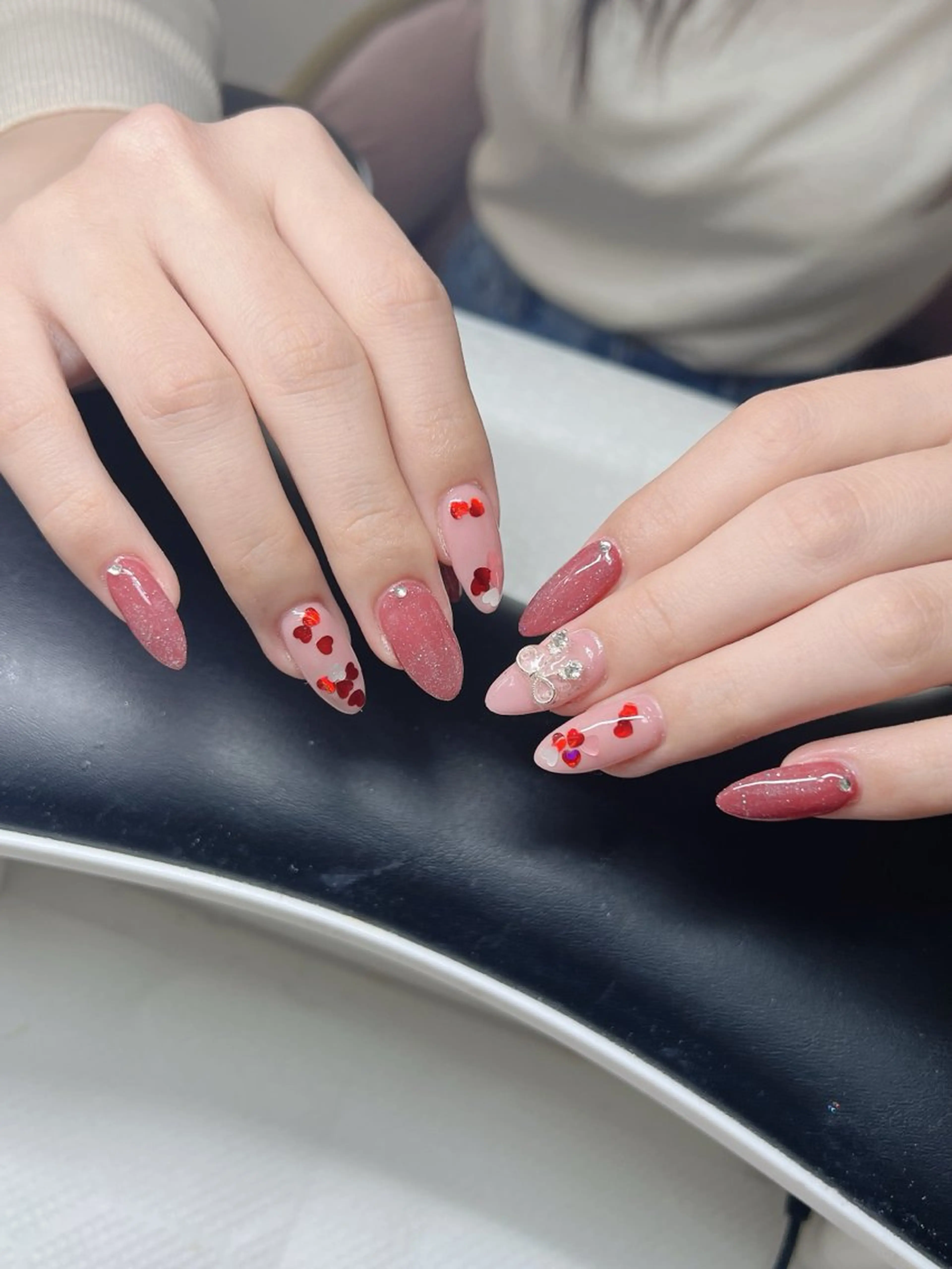 ネイル 長さ出し グラデーション キラキラネイル マグネットネイル ミラーネイル Lee Nails チップ長さだし専門店のネイルデザイン