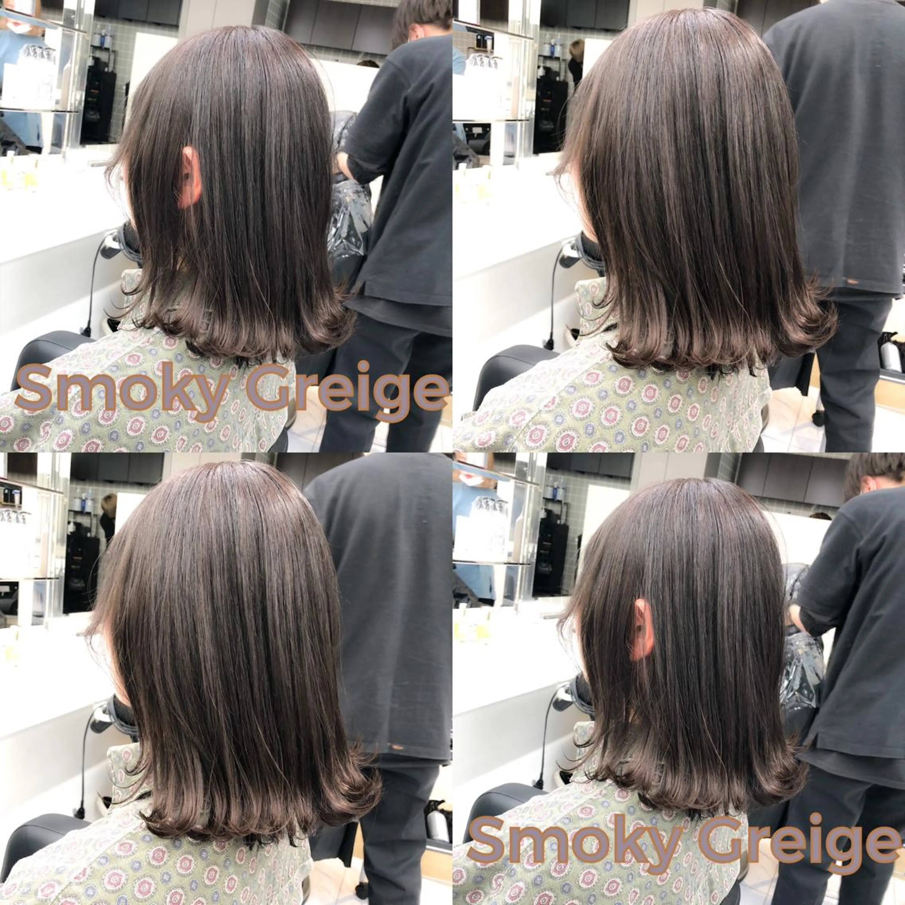 セミロング カラー ブリーチ グレージュ カット ヘアカラー ハイトーン×レイヤー カットTAKUMIのヘアスタイル