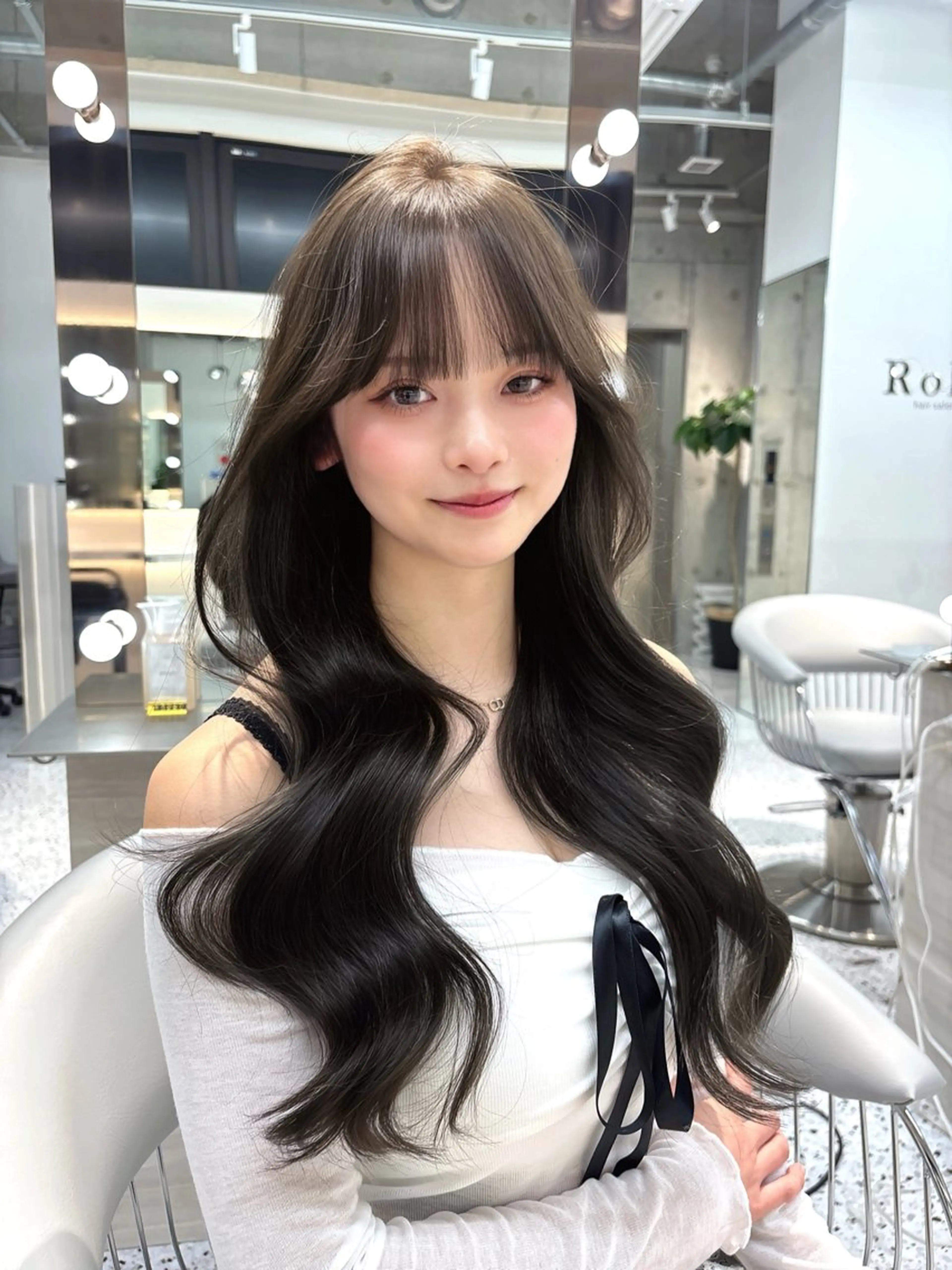 ロング カラー グレージュ カット ヘアカラー トリートメント 🍒ブリーチなしカラ ー／Sakura🍒のヘアスタイル