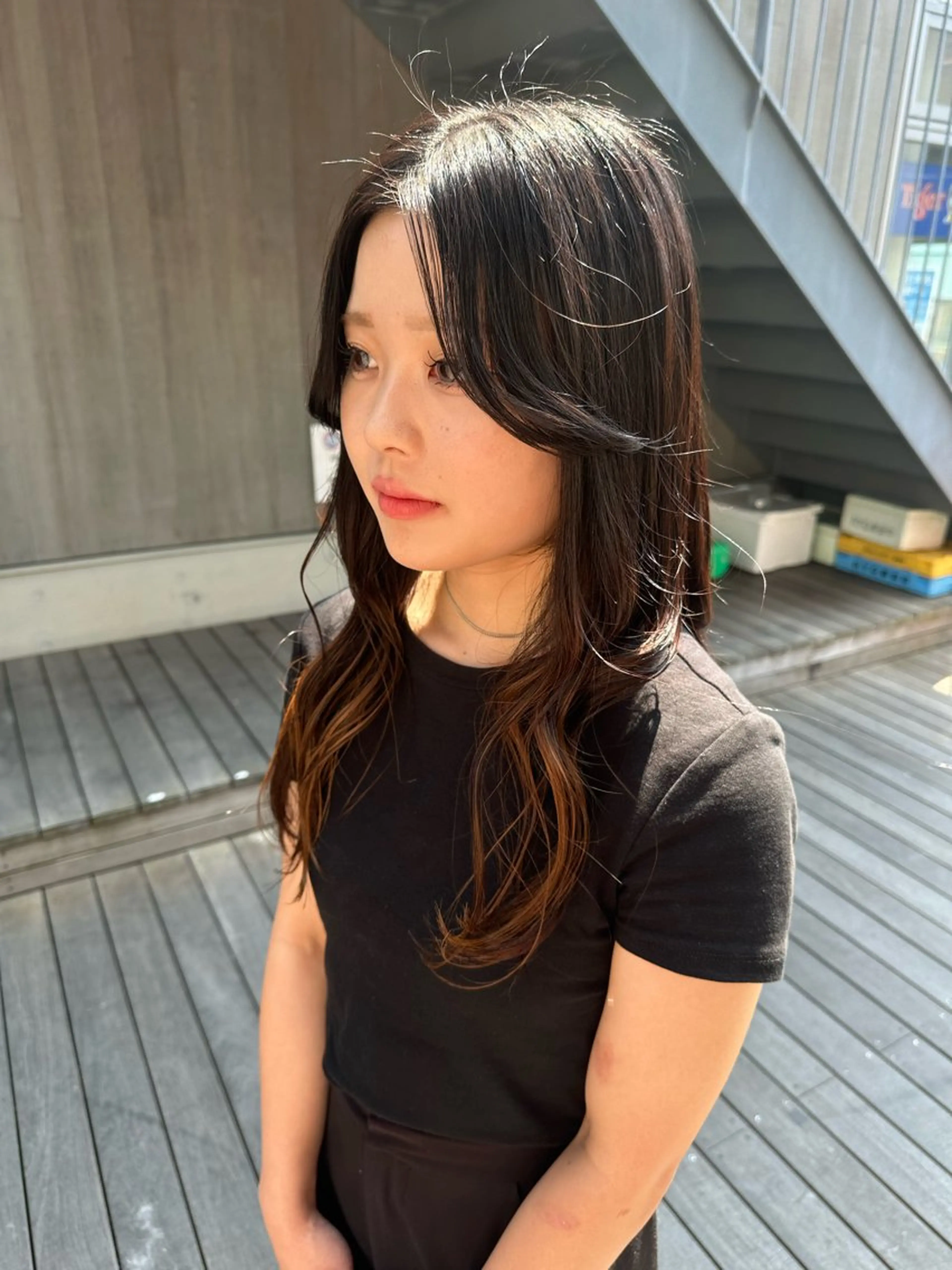 ロング 顔周りカット 韓国風ヘア KEEN.渋沢/ ブリーチ/みなのヘアスタイル