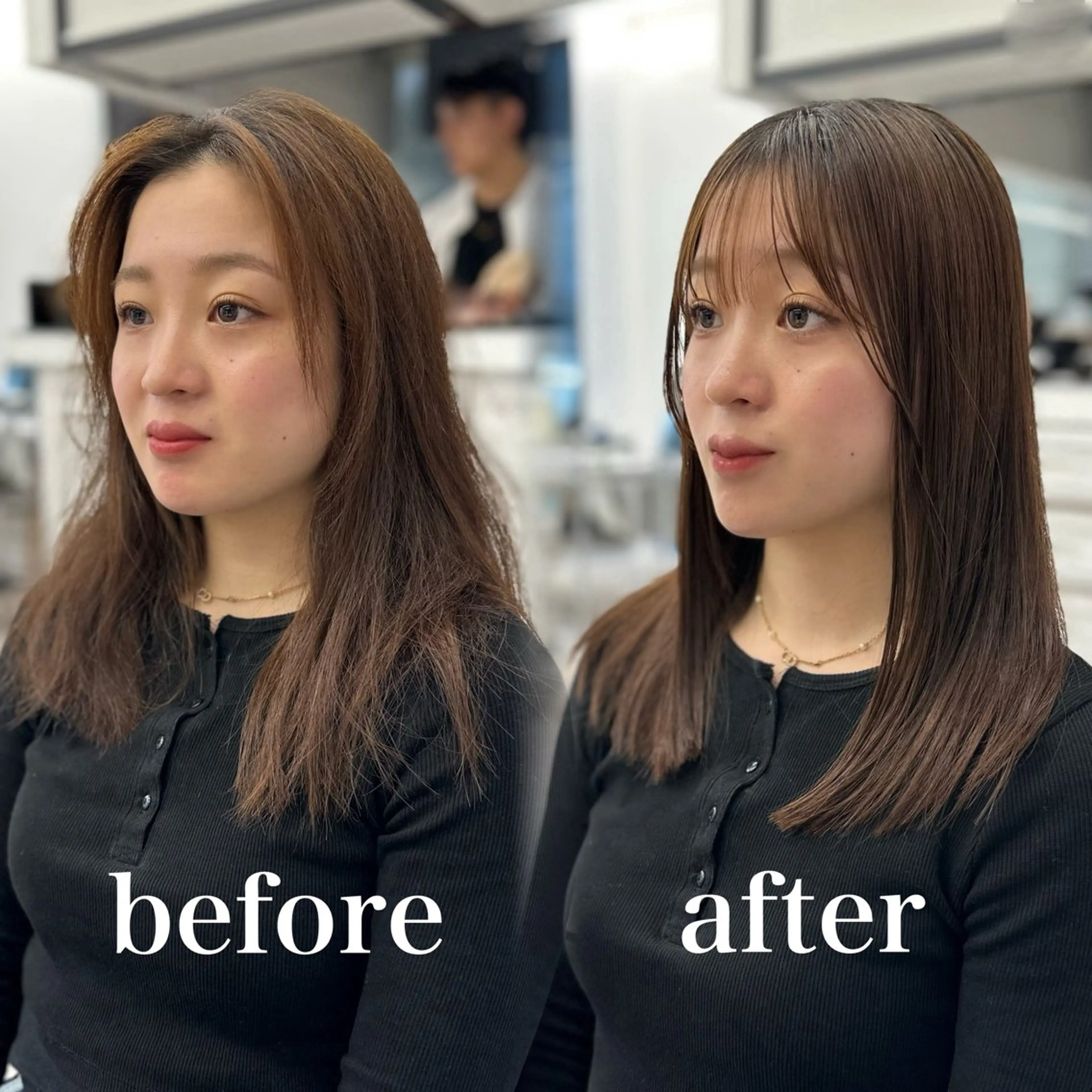 ミディアム カラー カット ヘアカラー トリートメント 前髪顔まわりカット 🌈中村海聖のヘアスタイル