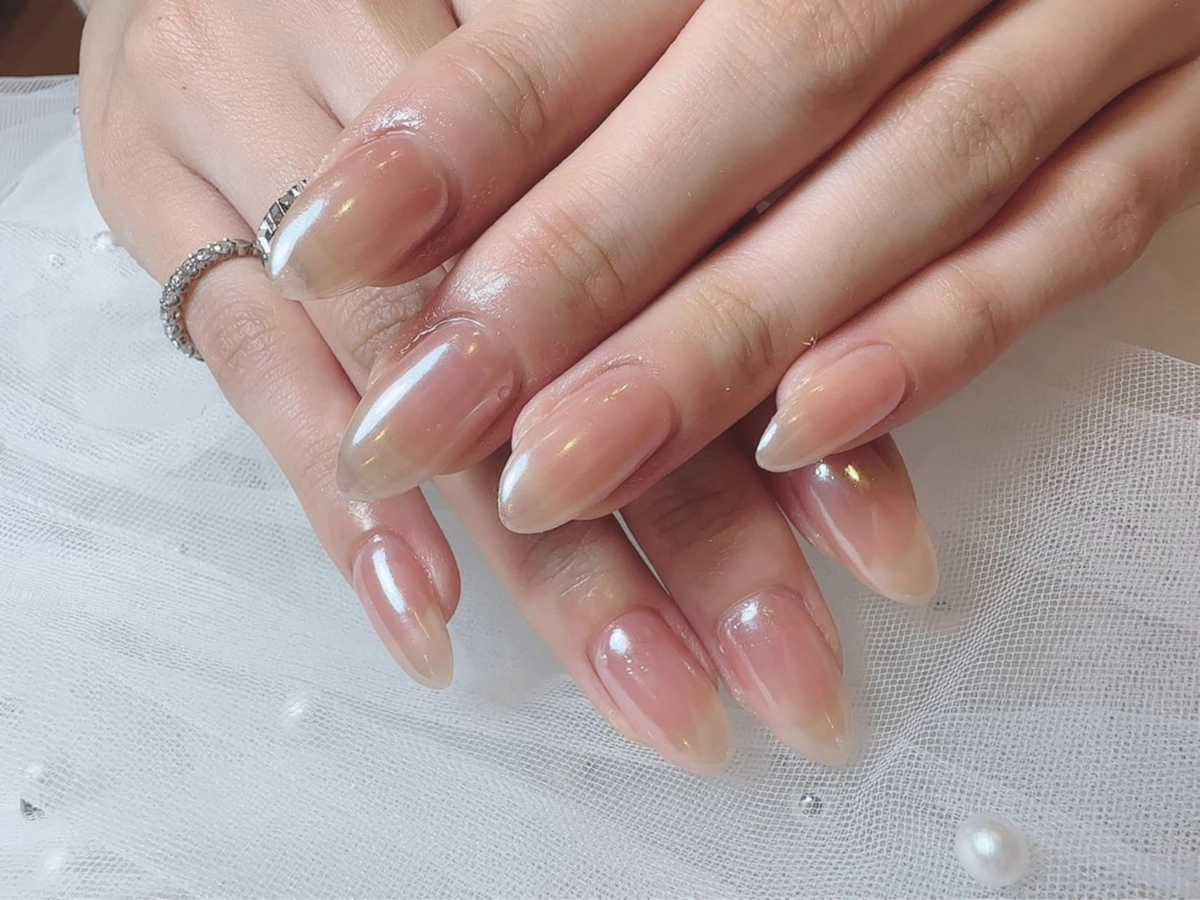 ネイル オーロラネイル ミラーネイル オフィスネイル シンプルネイル Anela 池袋 💅yuriのネイルデザイン