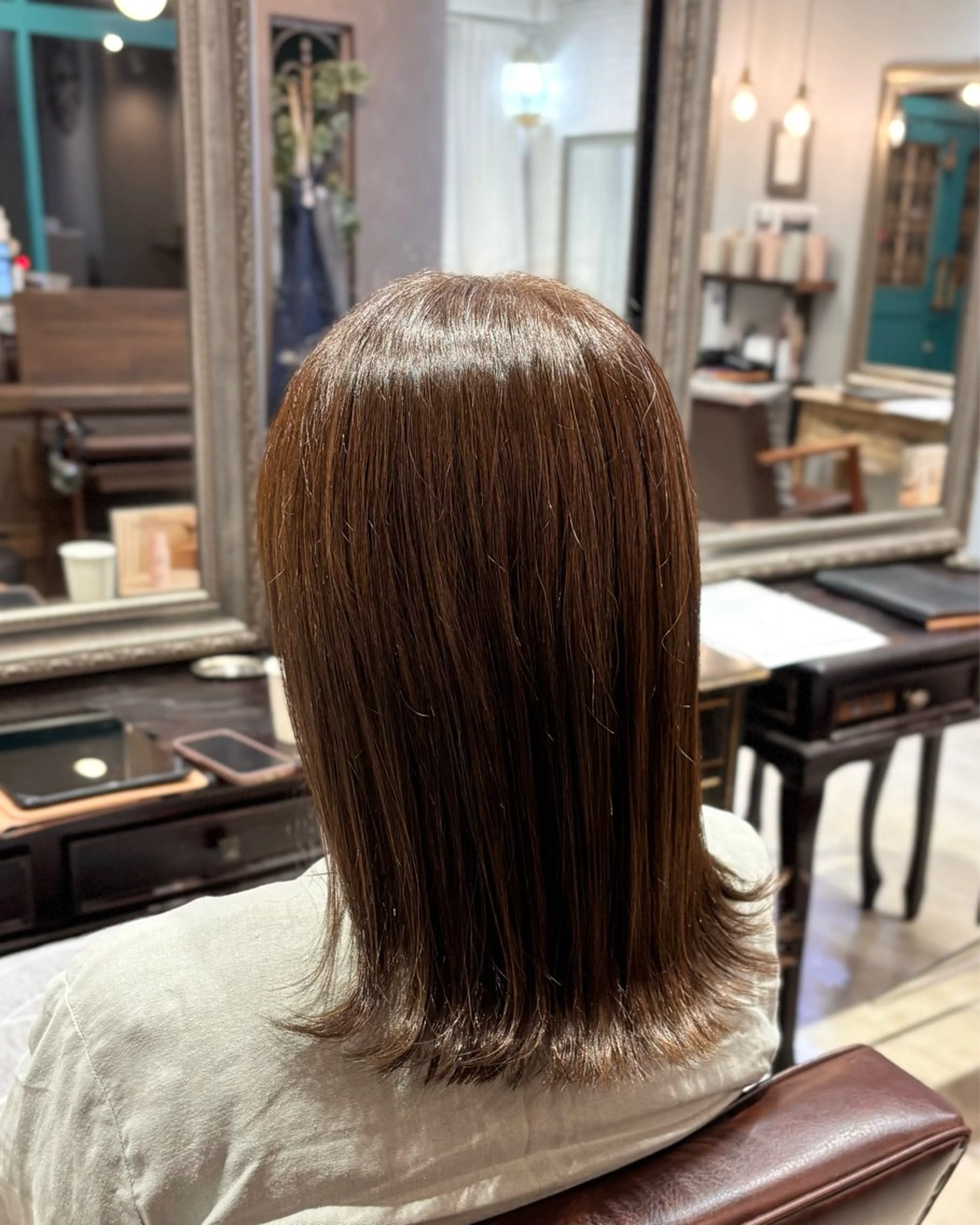 ミディアム カラー ヘアカラー 🌱なゆみ🌱透明感 /ナチュラル/高宮のヘアスタイル