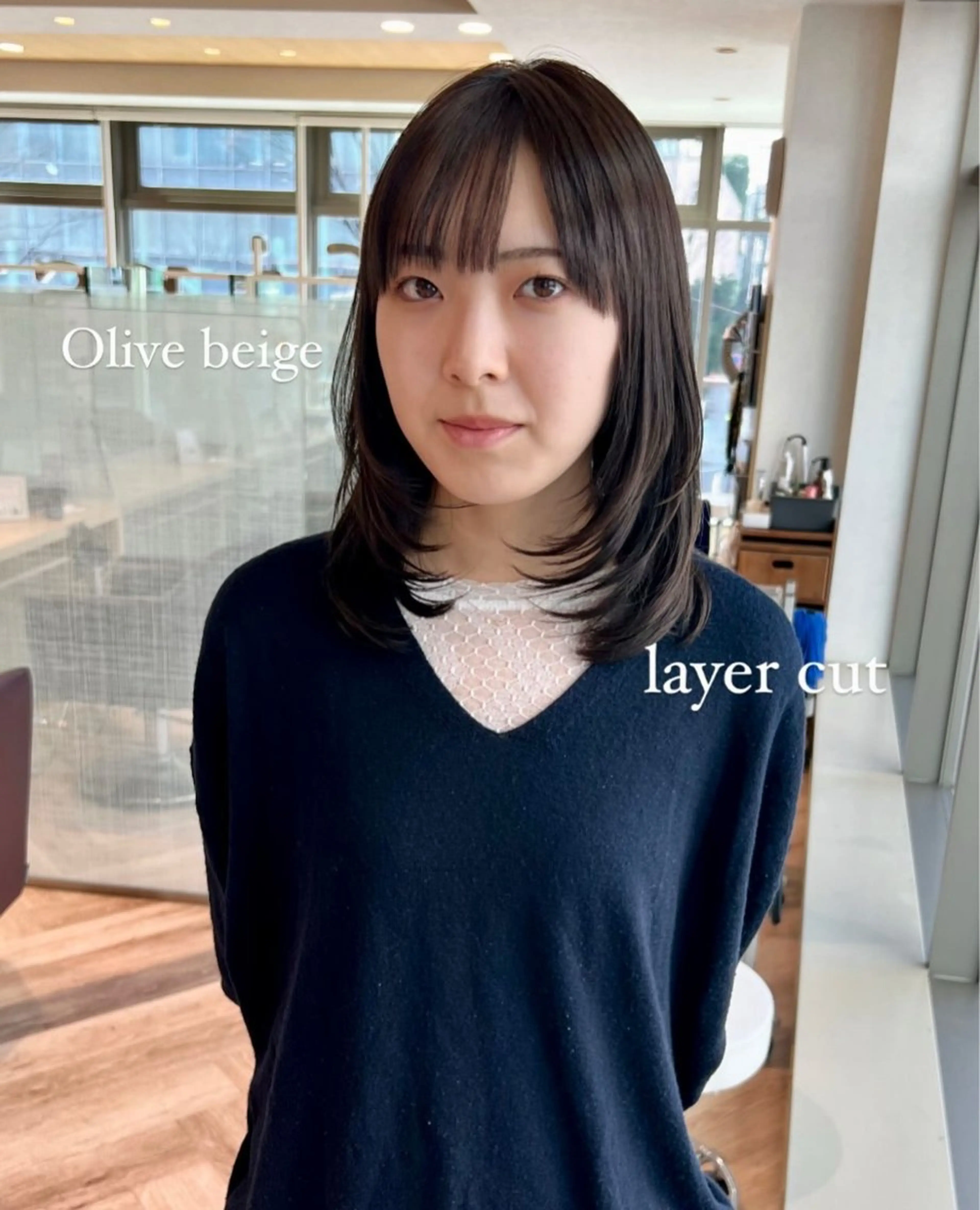 ミディアム 顔まわりレイヤー 顔周りカット レイヤーカット 加納千華 /ボブ/ぱつっとボブのヘアスタイル