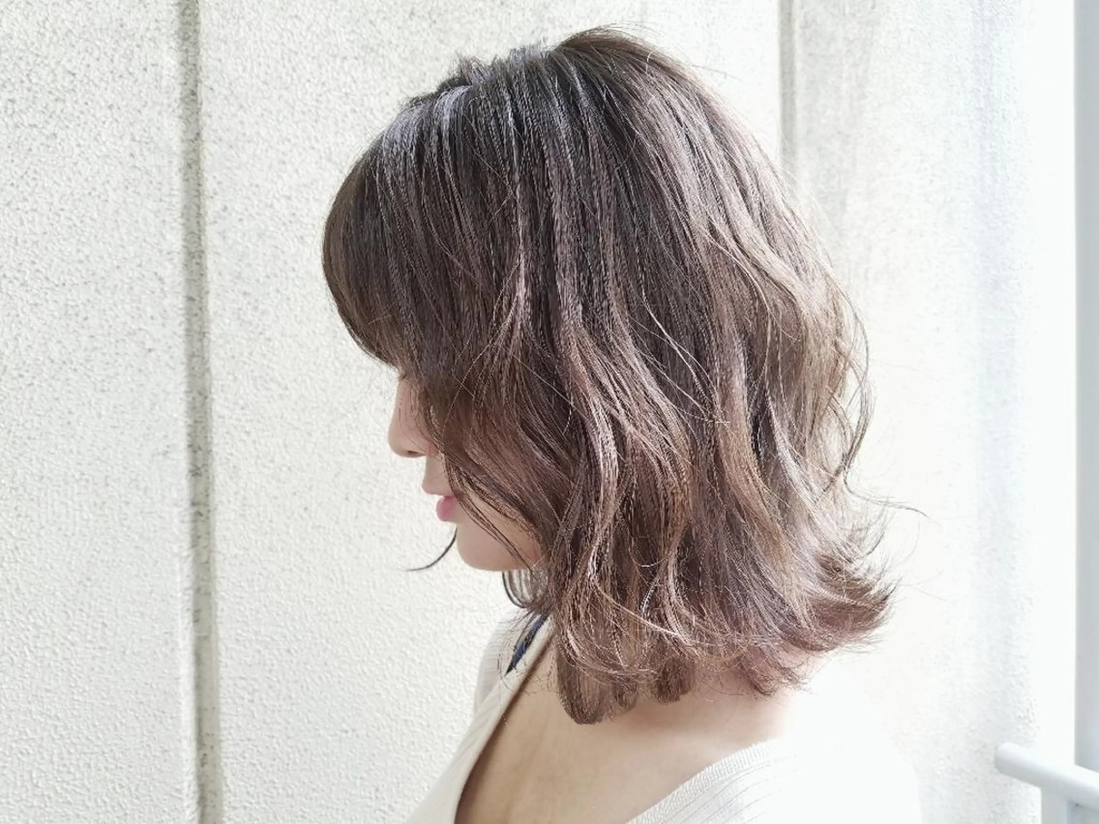 カラー ミディアム ベージュカラー ハイライトカラー ハイライト imai（イマイ） /ボブ/パーマのヘアスタイル