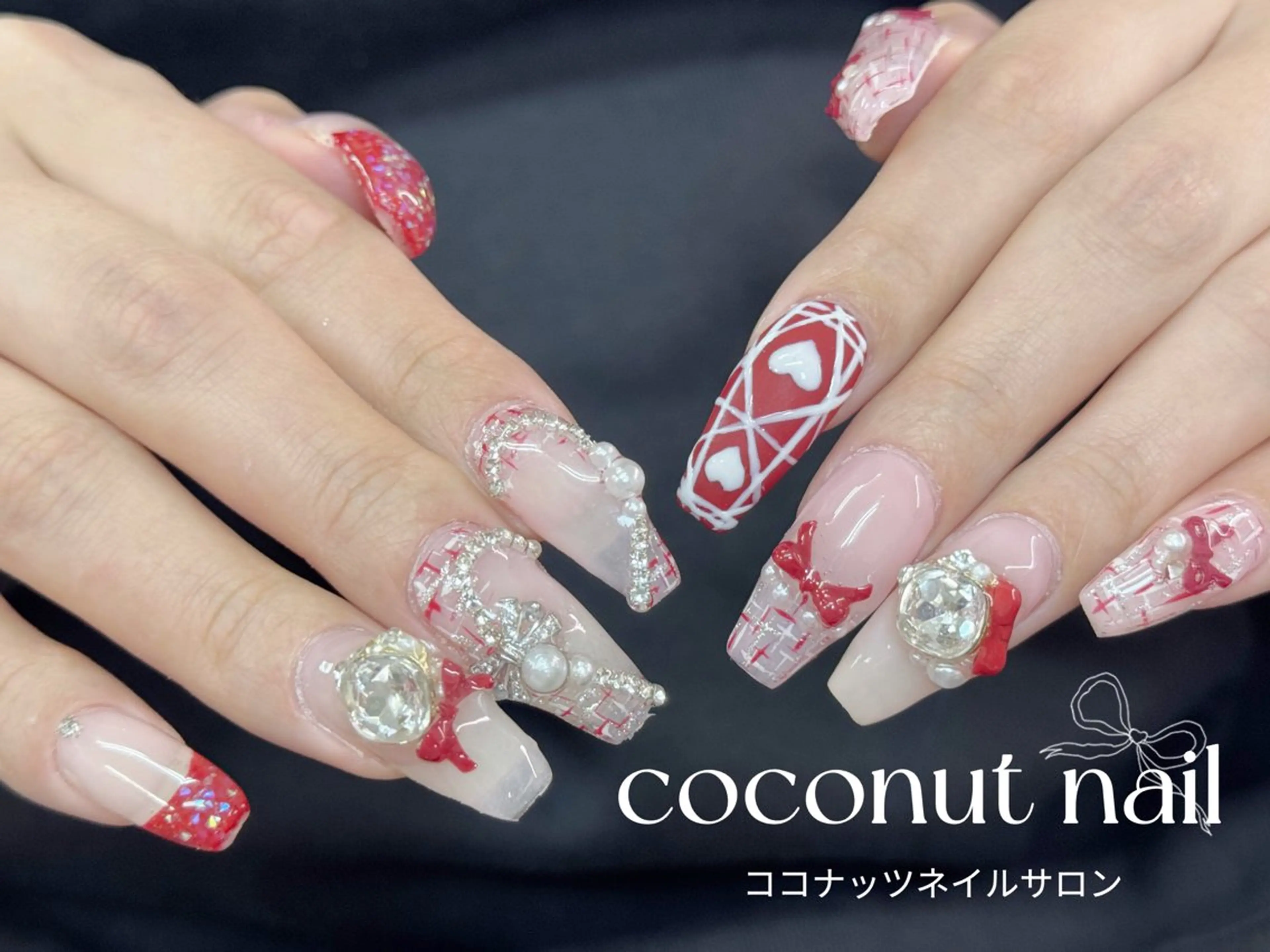 ネイル べっ甲ネイル フレンチネイル キラキラネイル マグネットネイル 大理石ネイル(マーブル) ハンドネイル 神田 ココナッツのネイルデザイン
