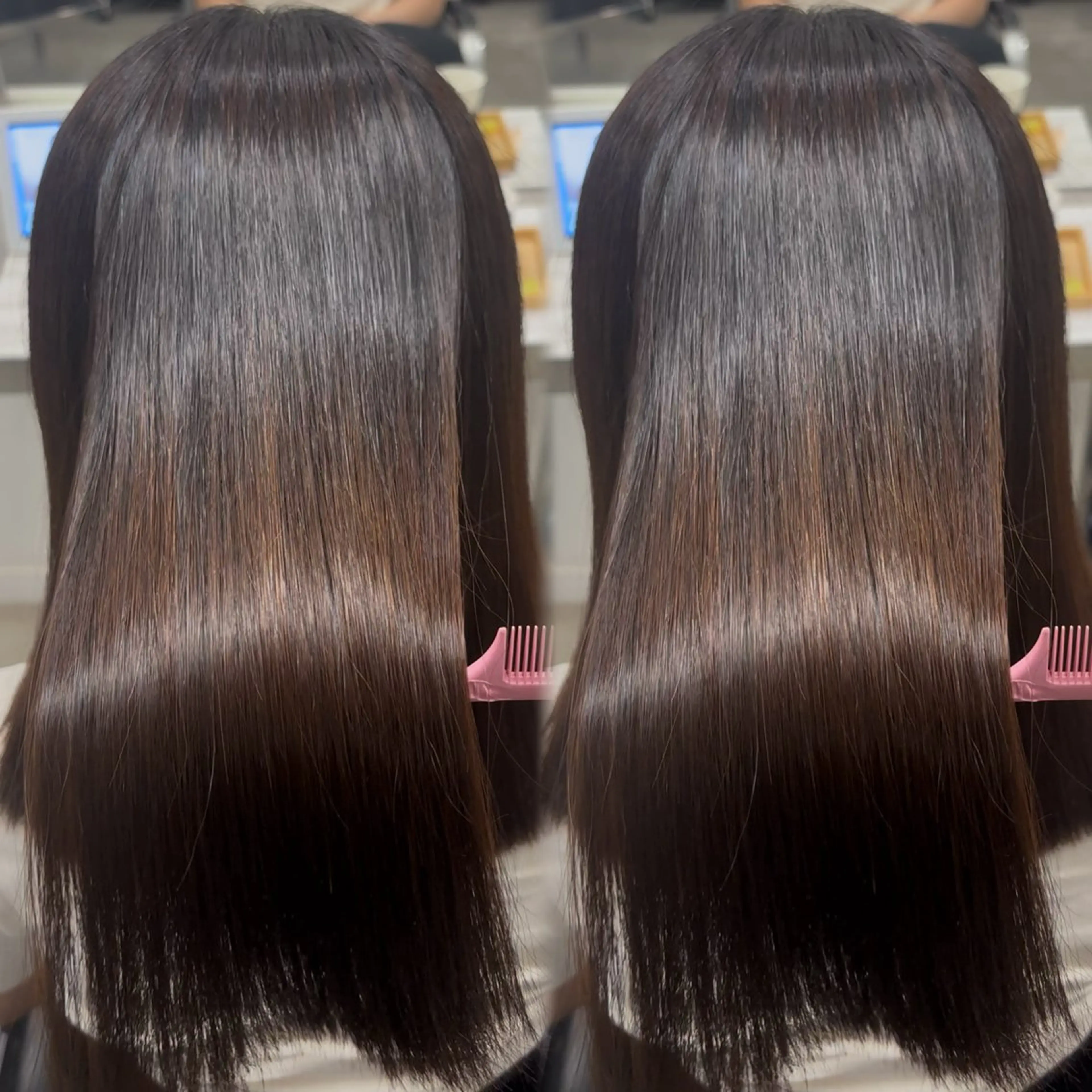 セミロング 髪質改善ストレート /暖色カラー🎀🪞のヘアスタイル