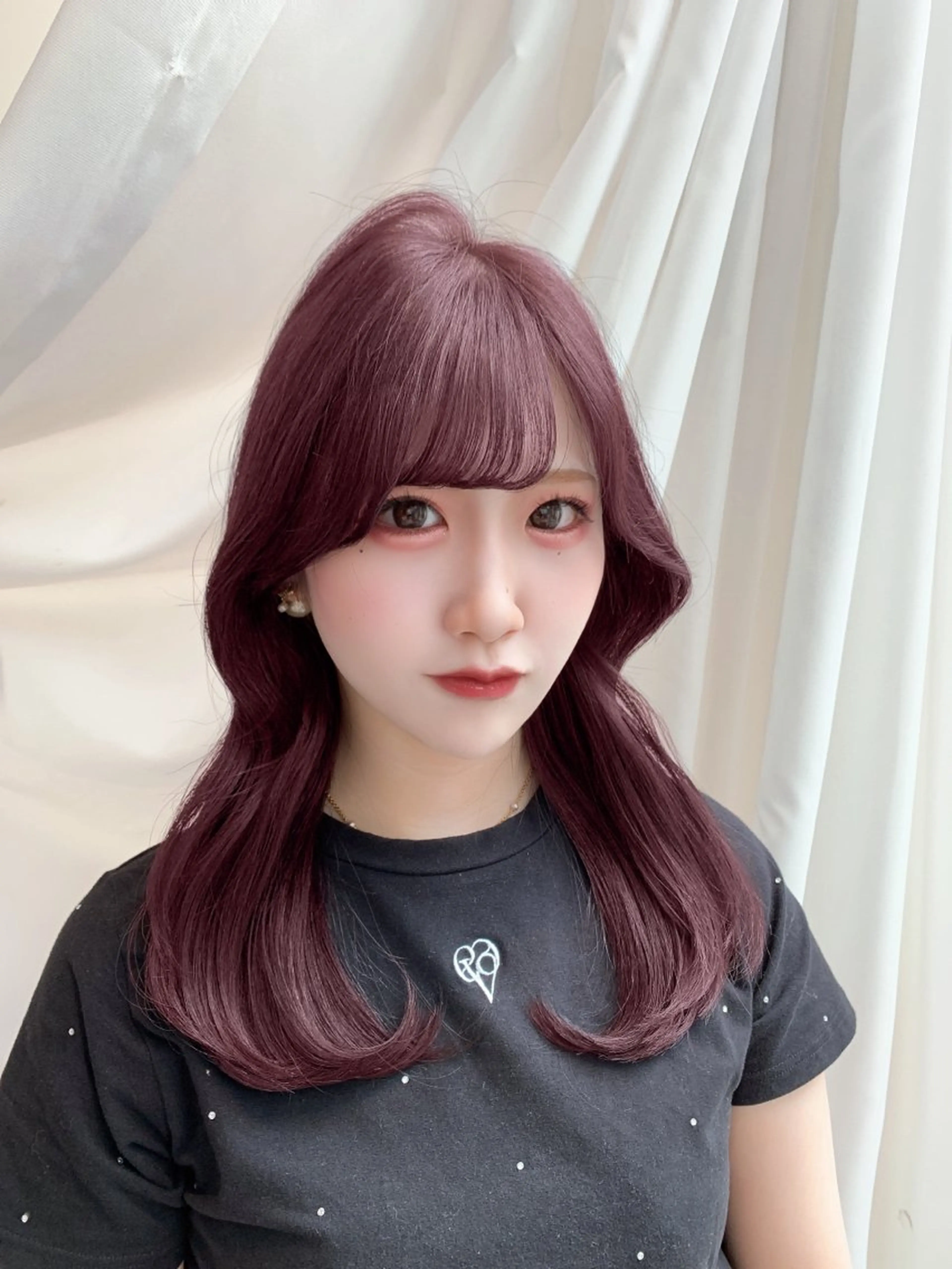 ミディアム カラー ピンクカラー くびれヘア 韓国風ヘア カット ヘアカラー トリートメント ヘッドスパ ヘアセット 韓国ヘア/レイヤー/ 顔まわり/りょーとのヘアスタイル