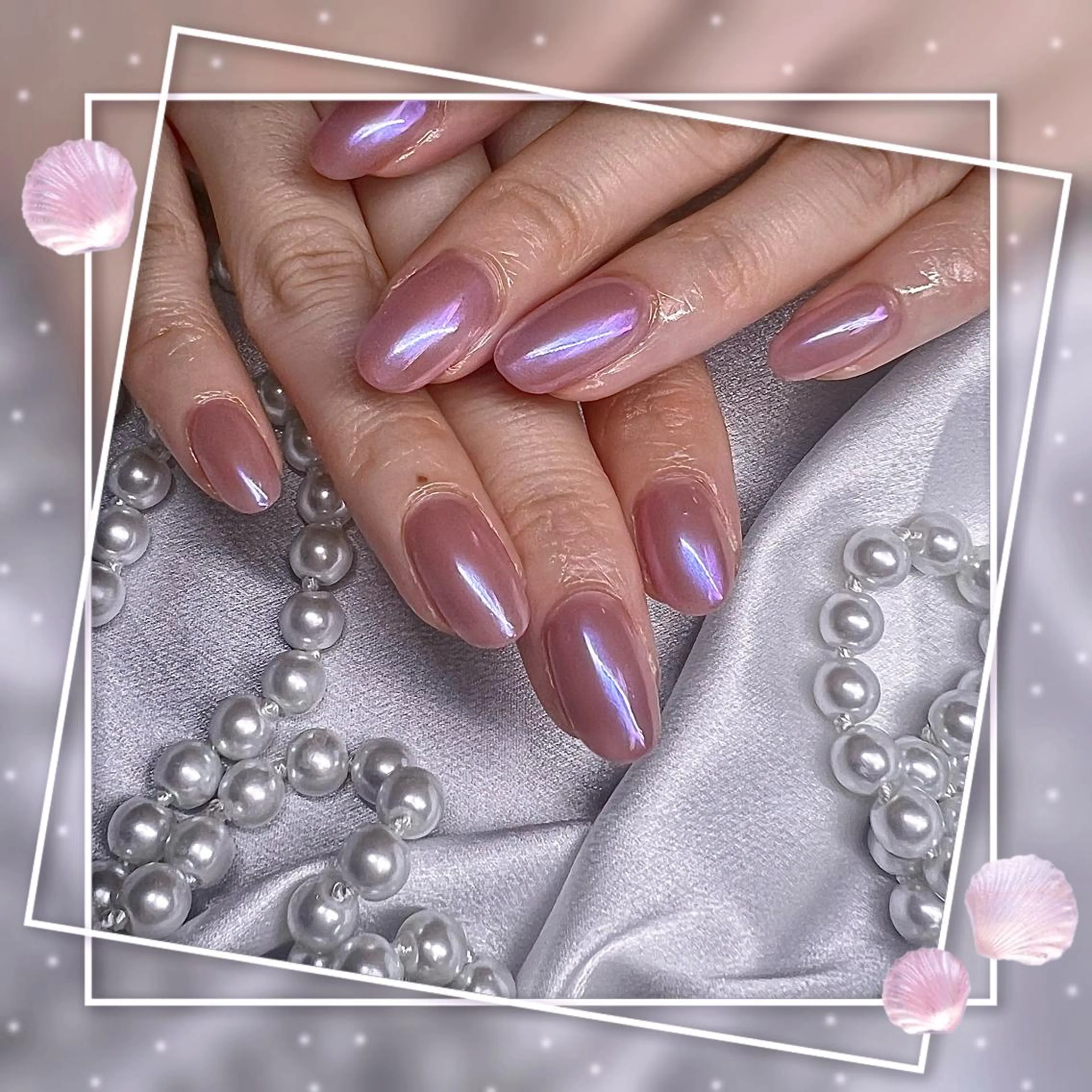 ネイル フレンチネイル キラキラネイル 韓国ネイル マグネットネイル マグネットフレンチ Chill Nailsalonのネイルデザイン