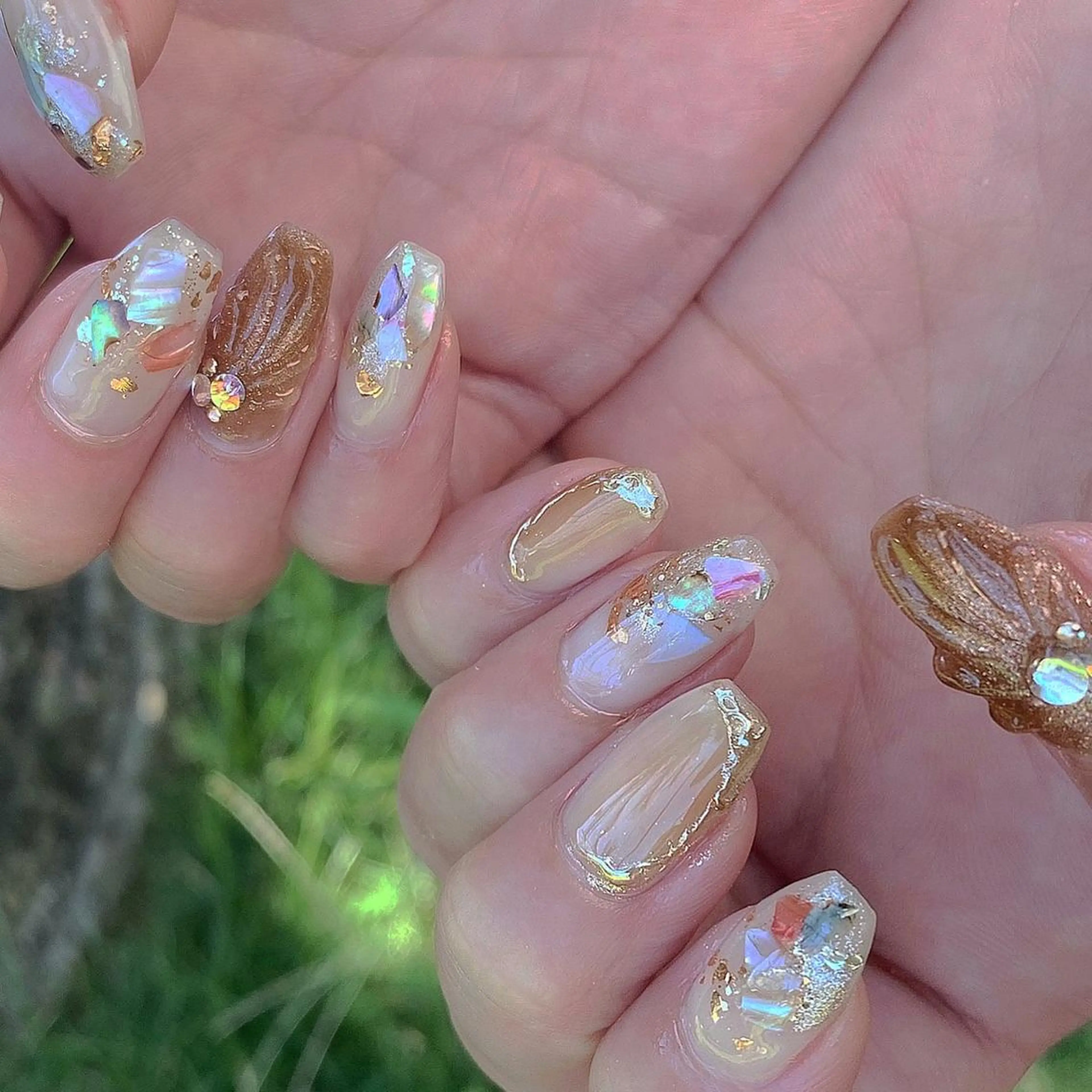 ネイル ブラウン 夏ネイル ハンドネイル plunail mikiのネイルデザイン