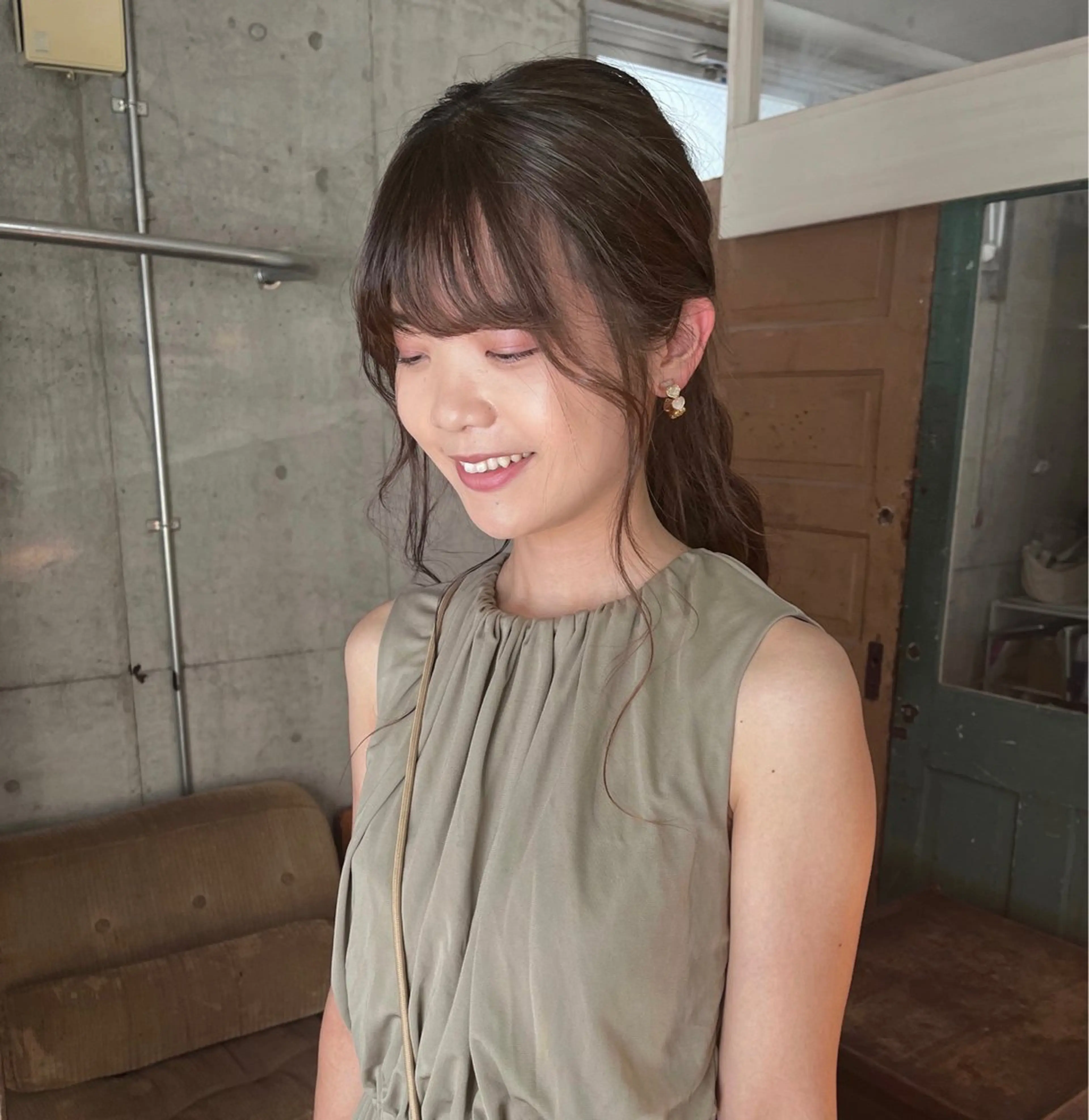 セミロング カラー パーマ ヘアアレンジ キッズ デザインパーマ メンズカット 郁美のヘアスタイル