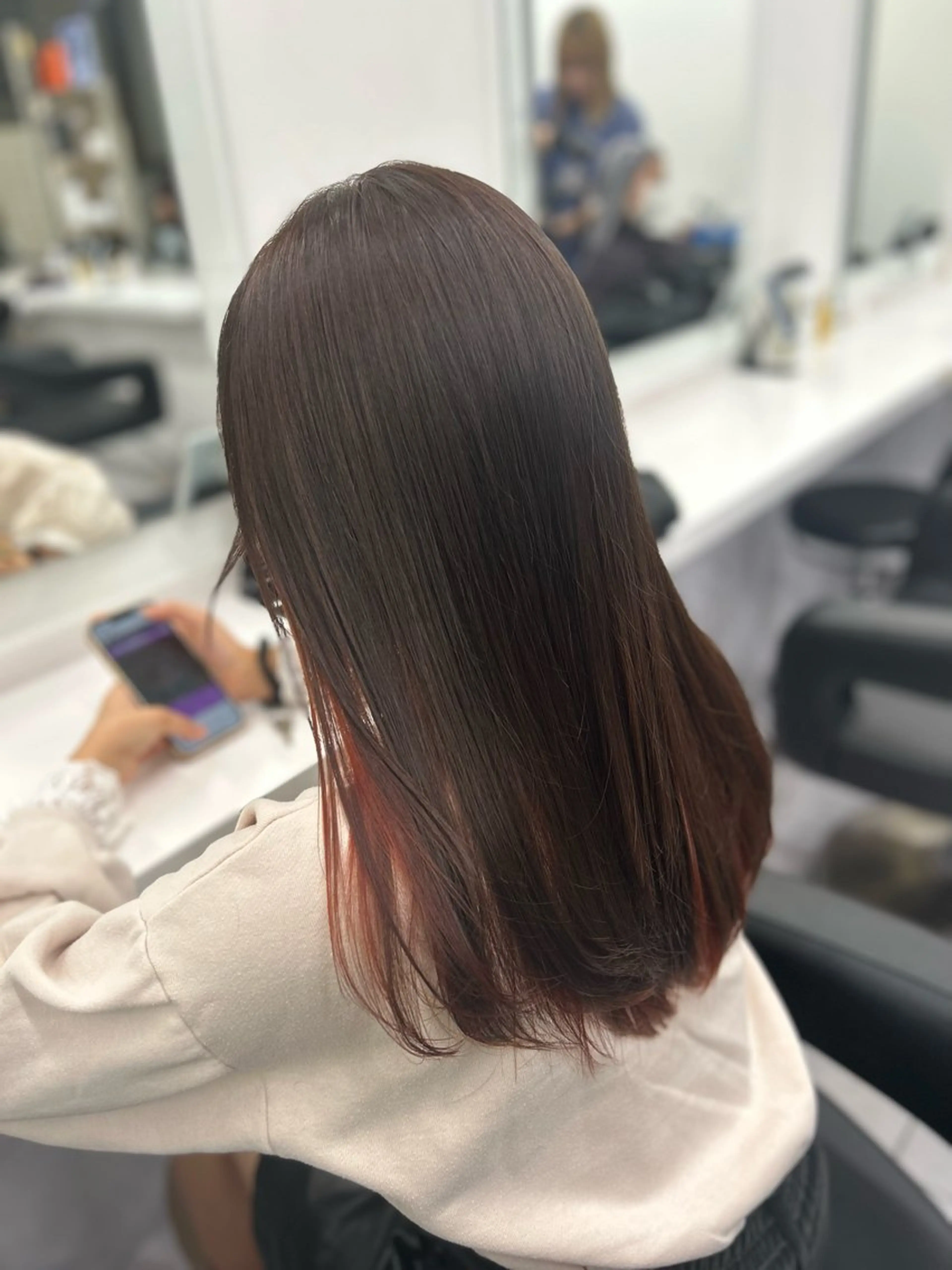 ロング カラー パーマ ヘアアレンジ メンズ キッズ ブリーチなしカラー/ ブラウン/レイヤーのヘアスタイル