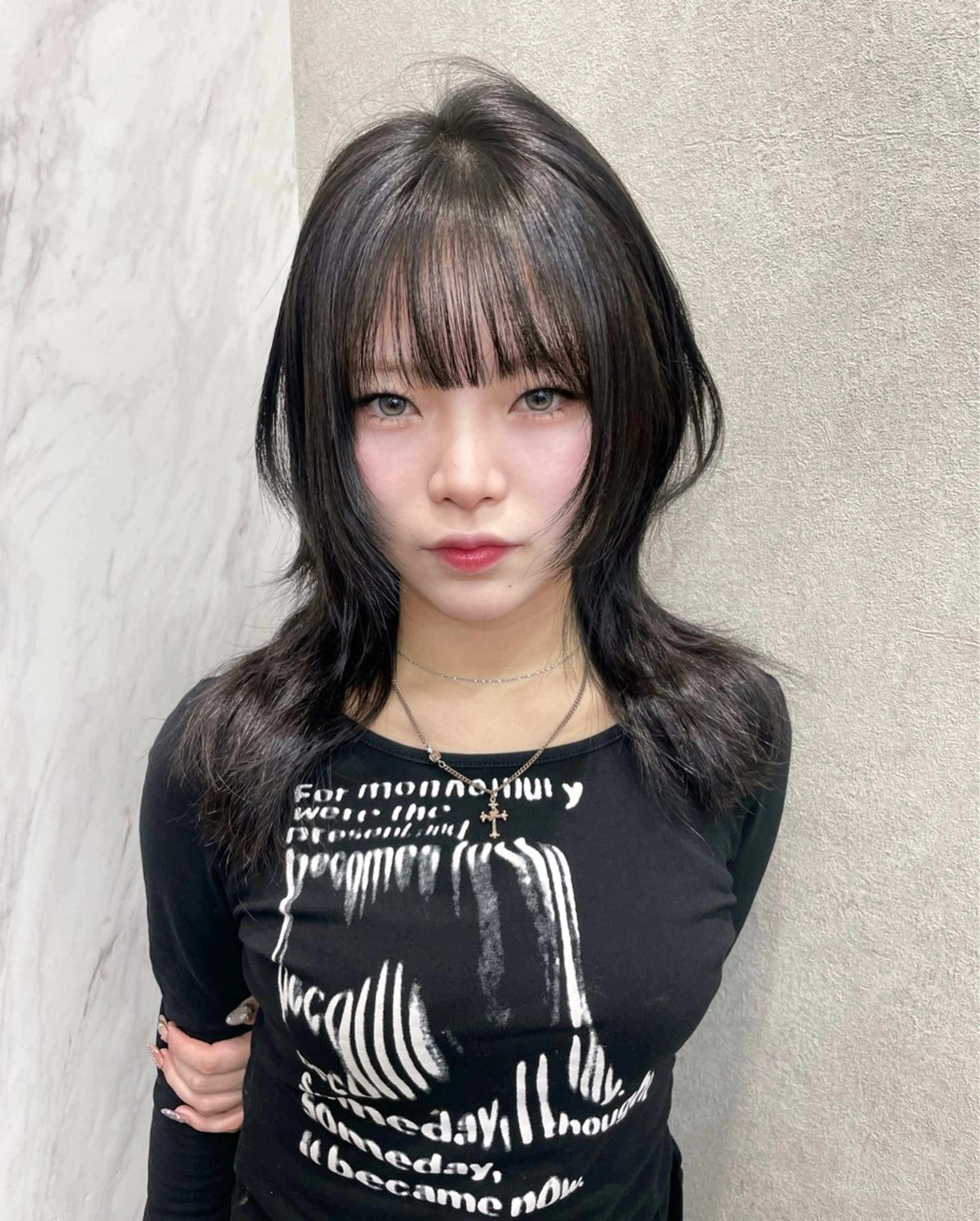 セミロング カット ヘアカラー MOE 福岡韓国ヘア✧︎のヘアスタイル