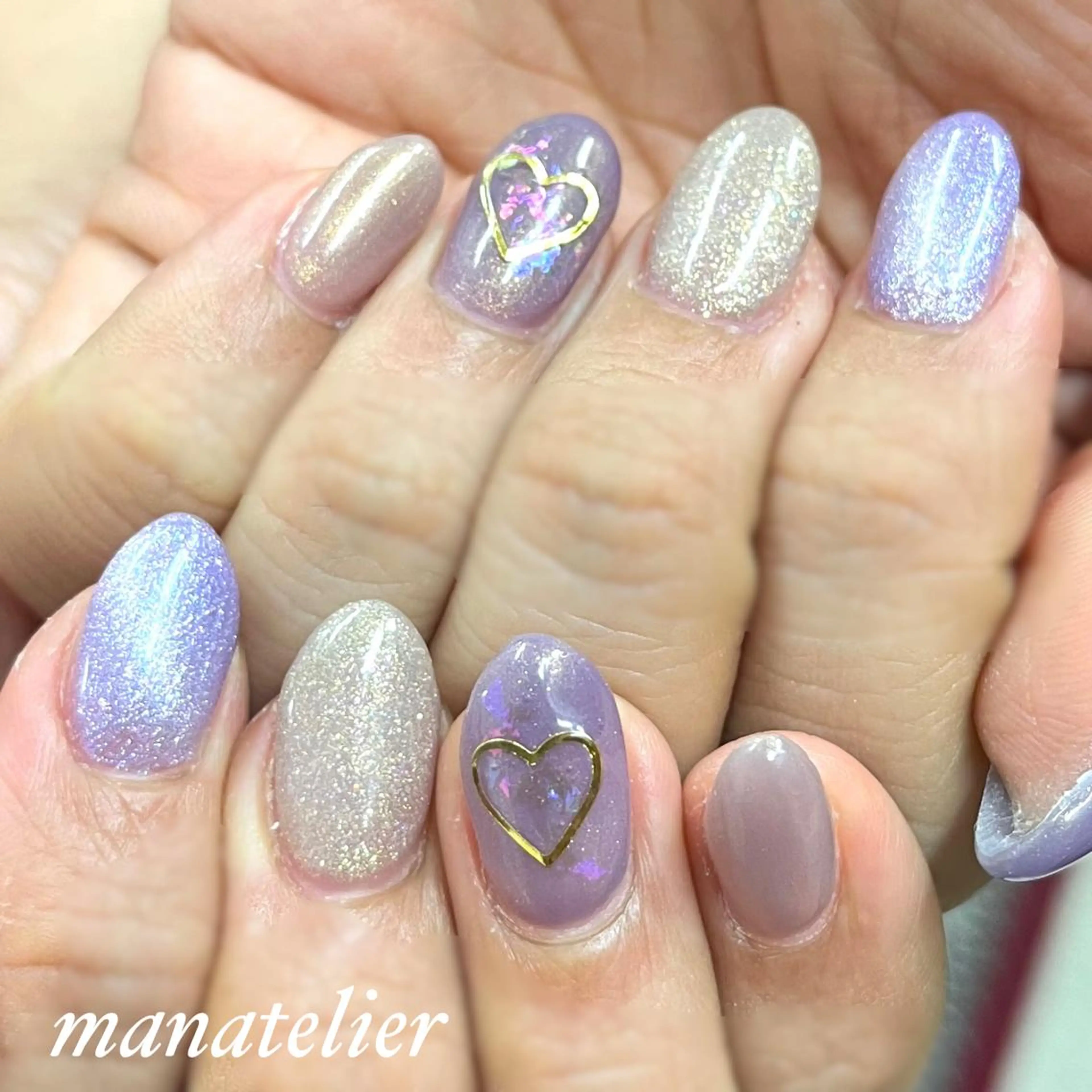 ネイル ハート マグネットネイル ハンドネイル manatelier マナトリエのネイルデザイン