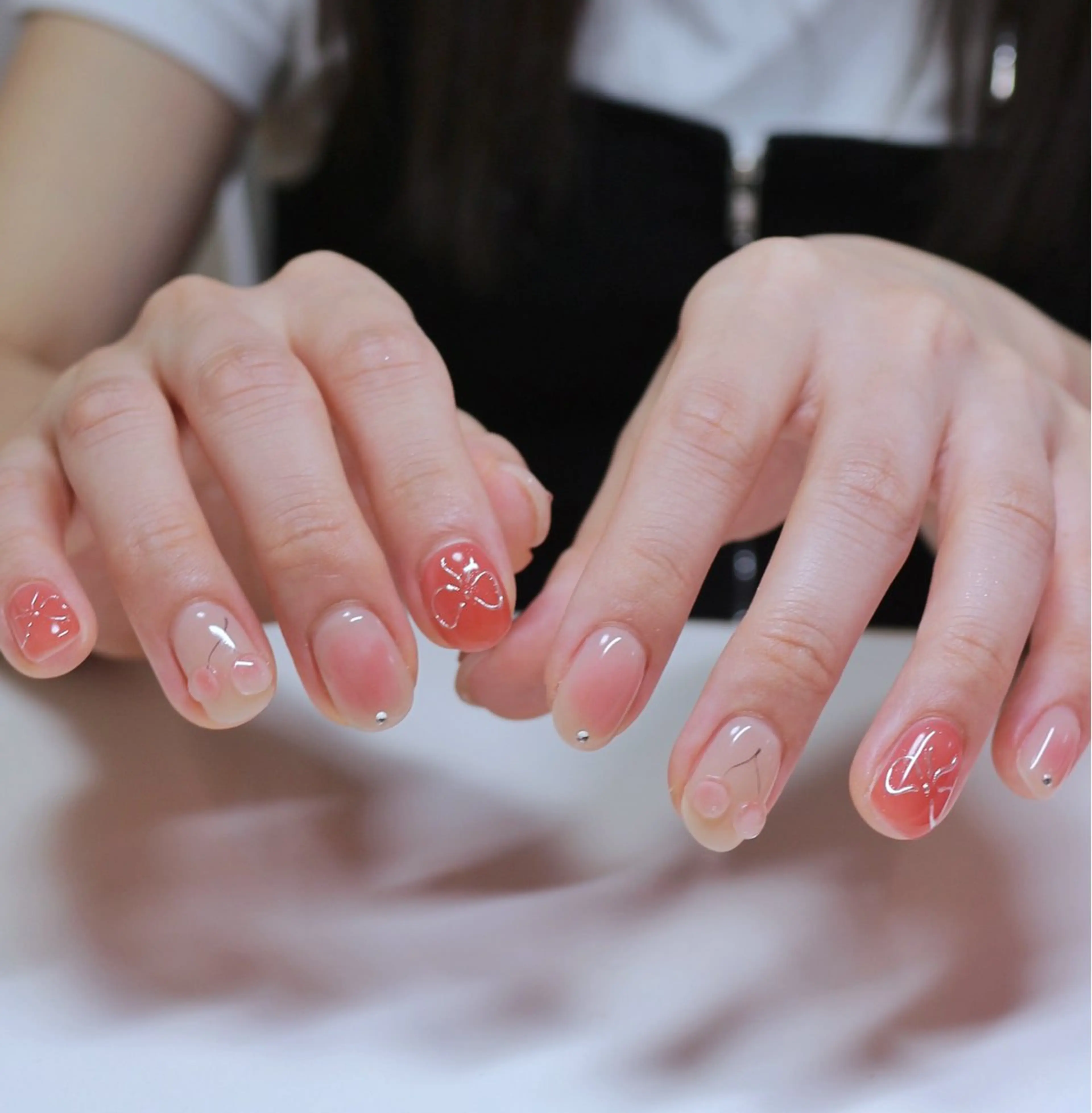 ネイル チークネイル 韓国ネイル ニュアンスネイル ピンク ワンホンネイル ハンドネイル Baku Nailsのネイルデザイン