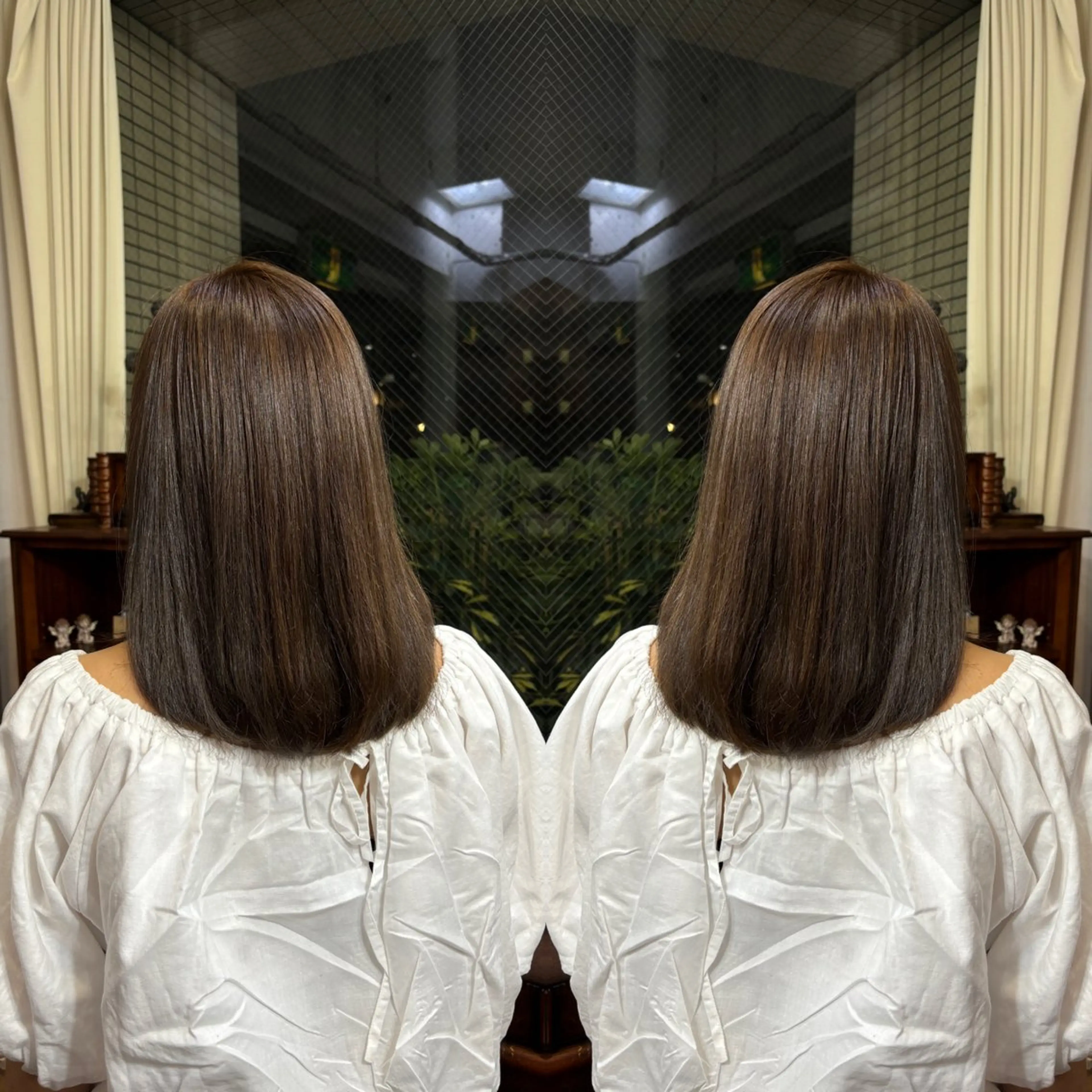 ミディアム カラー ブラウンカラー カット ヘアカラー トリートメント 💎ハイトーン/艶 カラー モエカ💎のヘアスタイル