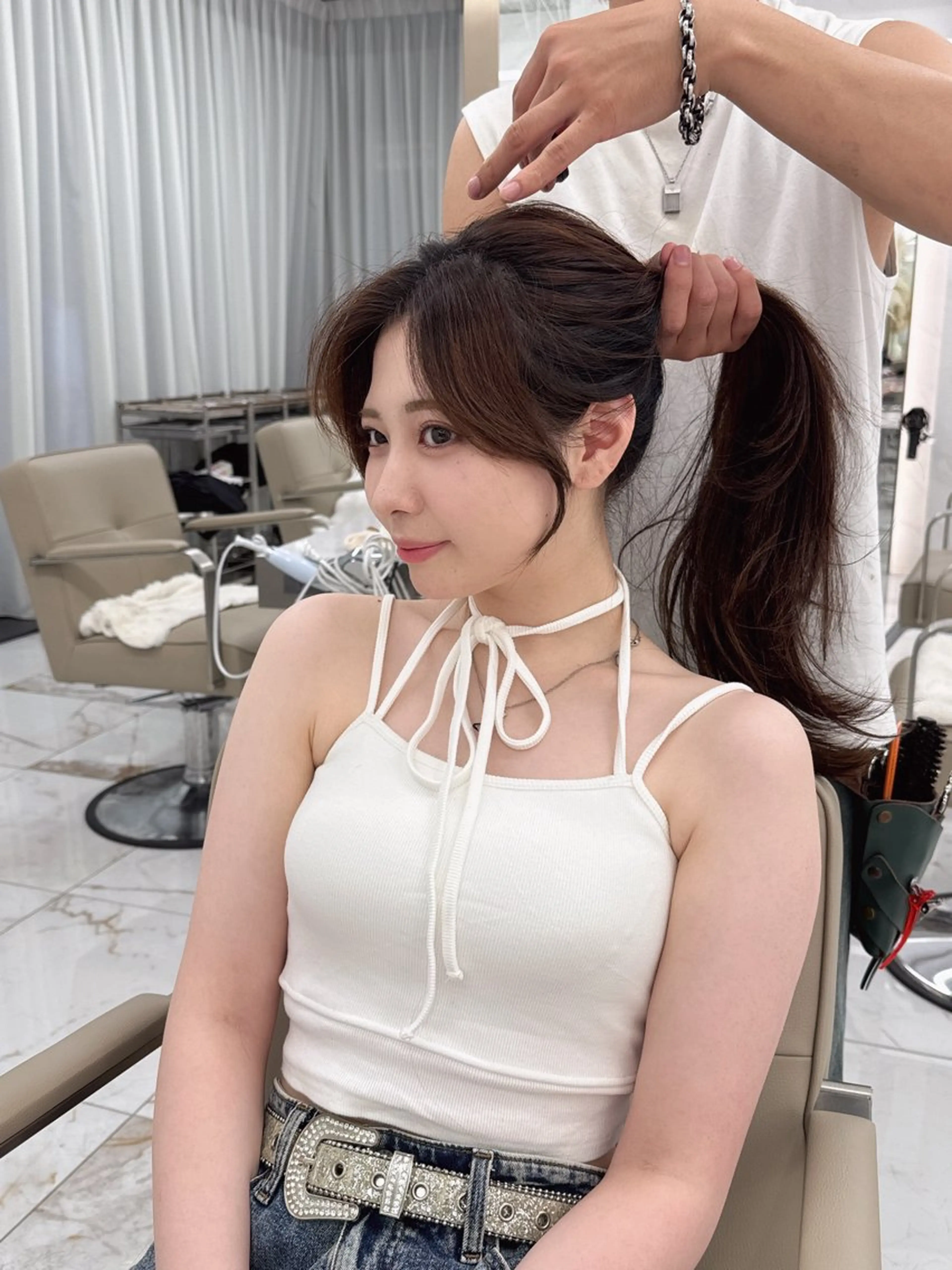 ロング のり🐼顔まわり/ 韓国/レイヤーカットのヘアスタイル