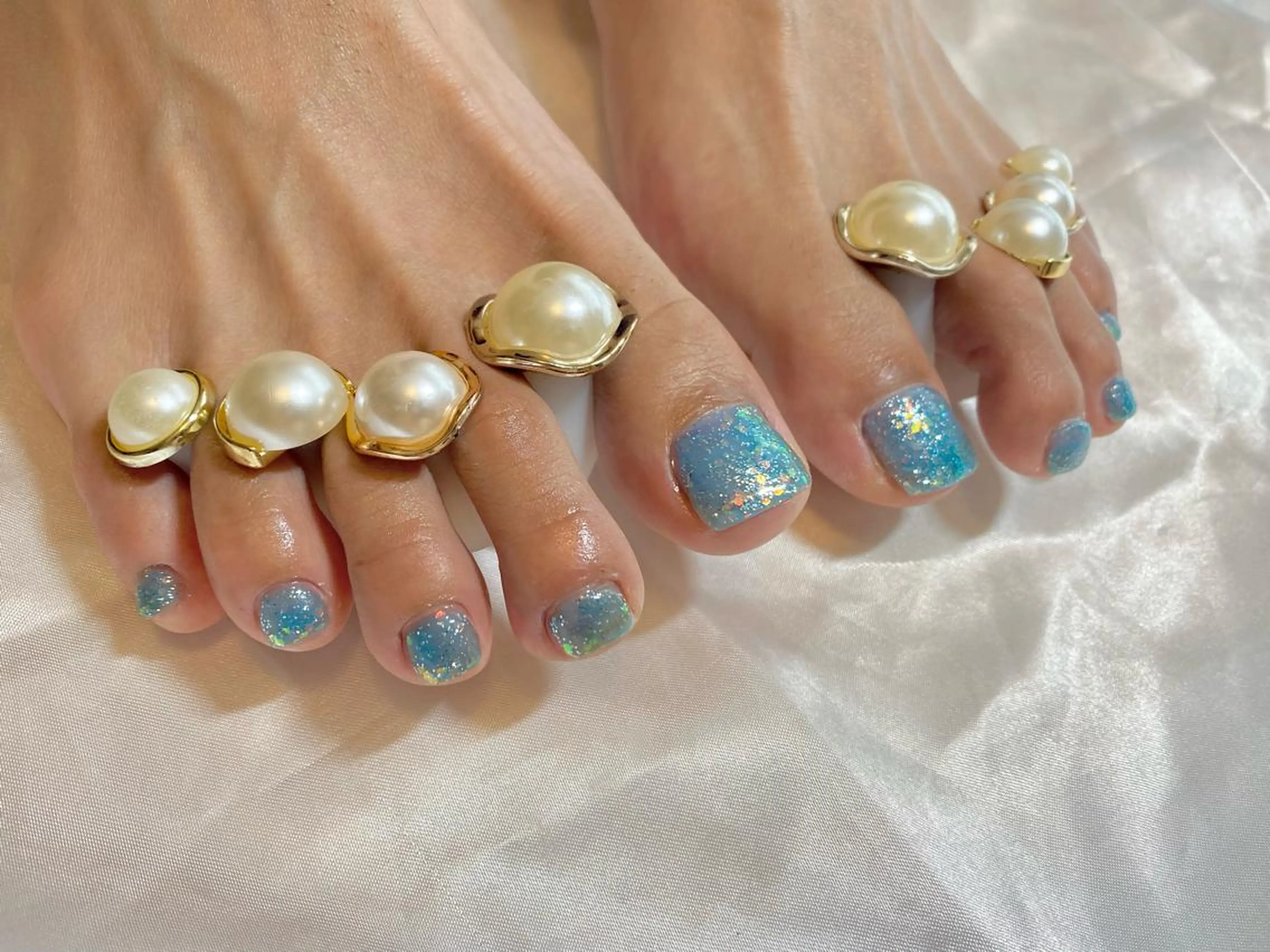 キッズ ネイル ブルー フットネイル ジェルネイル フットネイル おうちネイルサロン RINAのその他イメージ