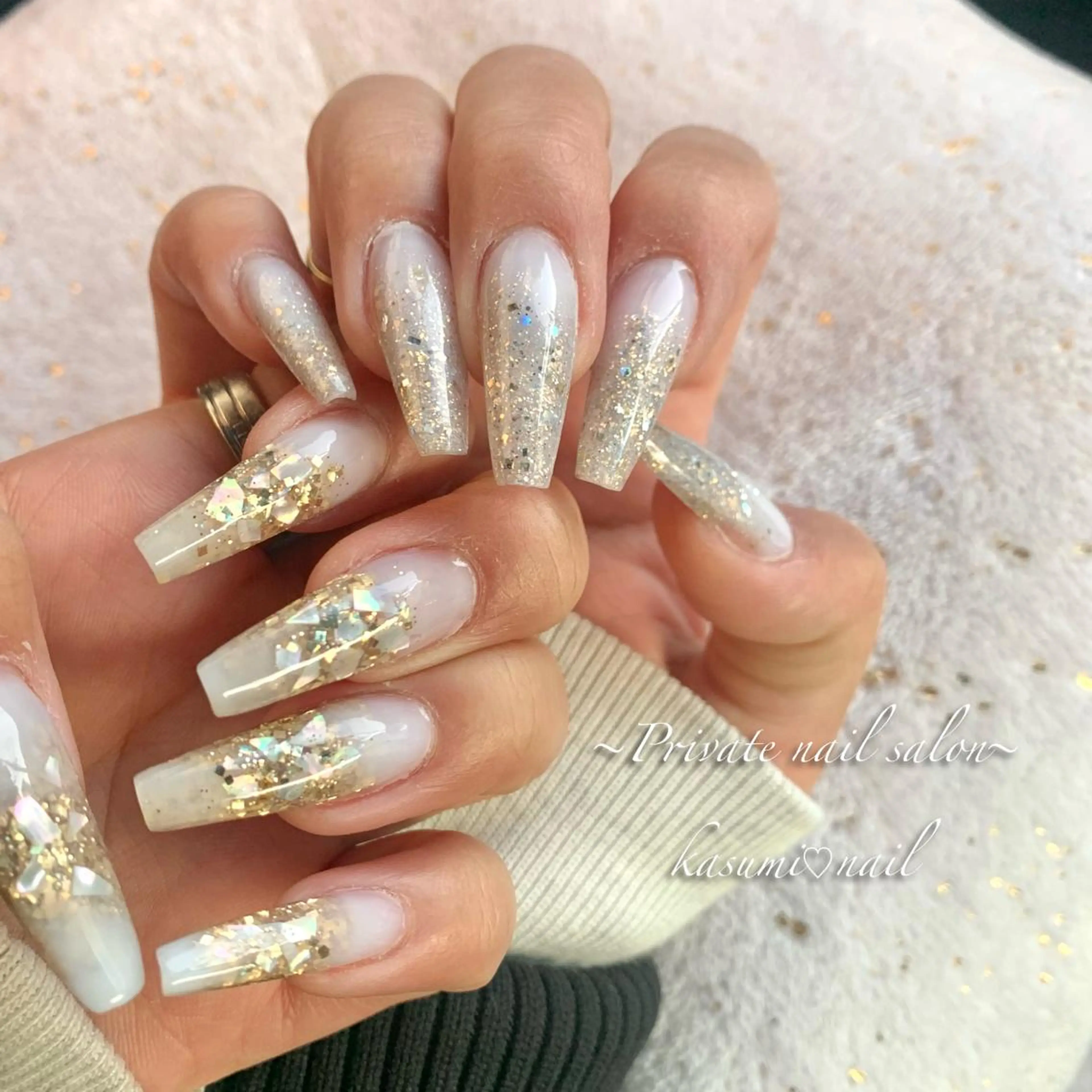 ネイル アートネイル ラメ(グリッター) マグネットネイル ミラーネイル 持ち込み KASUMI♡ Nailのネイルデザイン