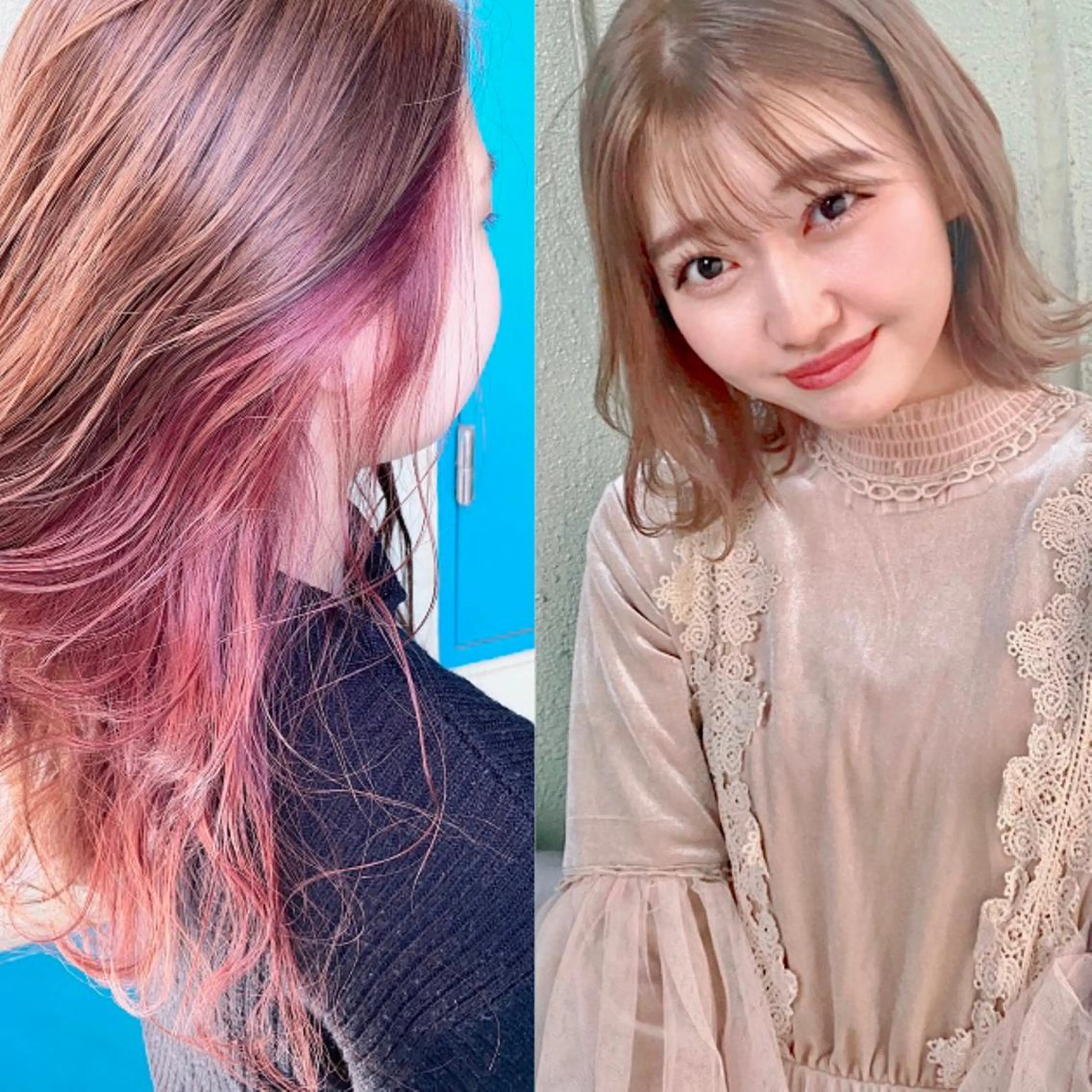 セミロング カラー ダブルカラー moanin モーニンのヘアスタイル