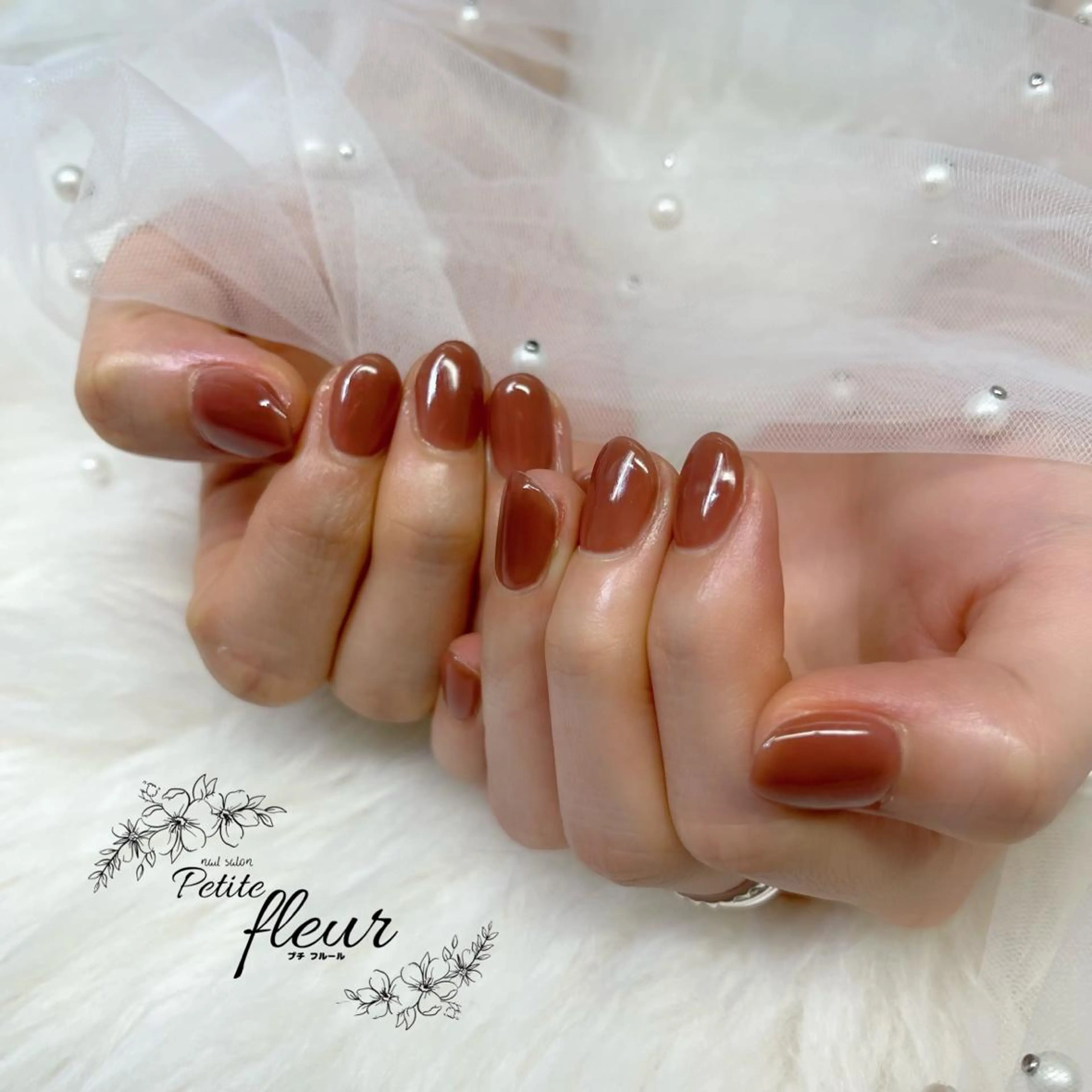 ネイル ブラウン クリアネイル ❁⃘*。Petite fleur❁⃘*りさのネイルデザイン