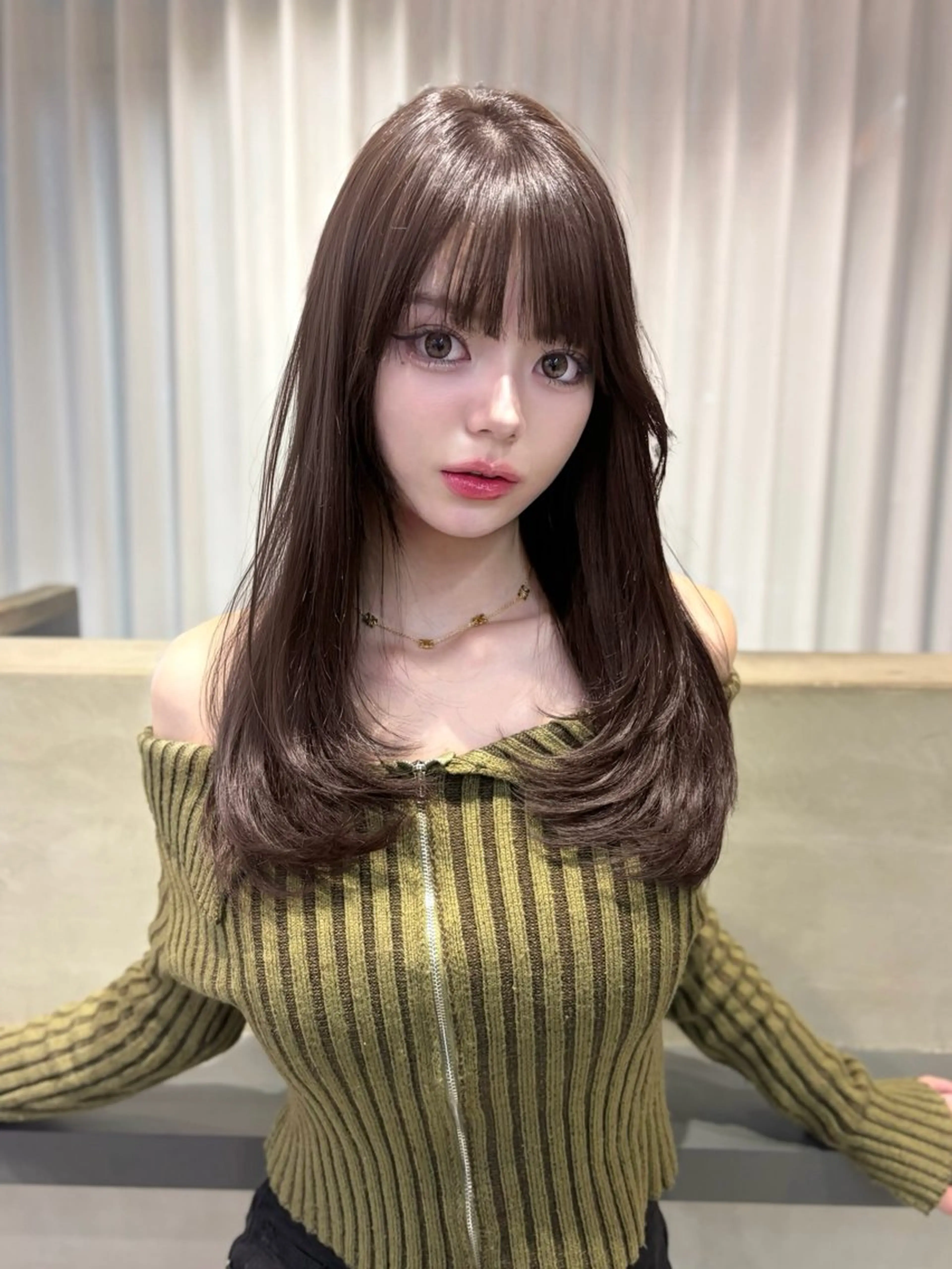 ロング レイヤーカット ローレイヤー MISAKI/韓国 透明感カラー🎀のヘアスタイル