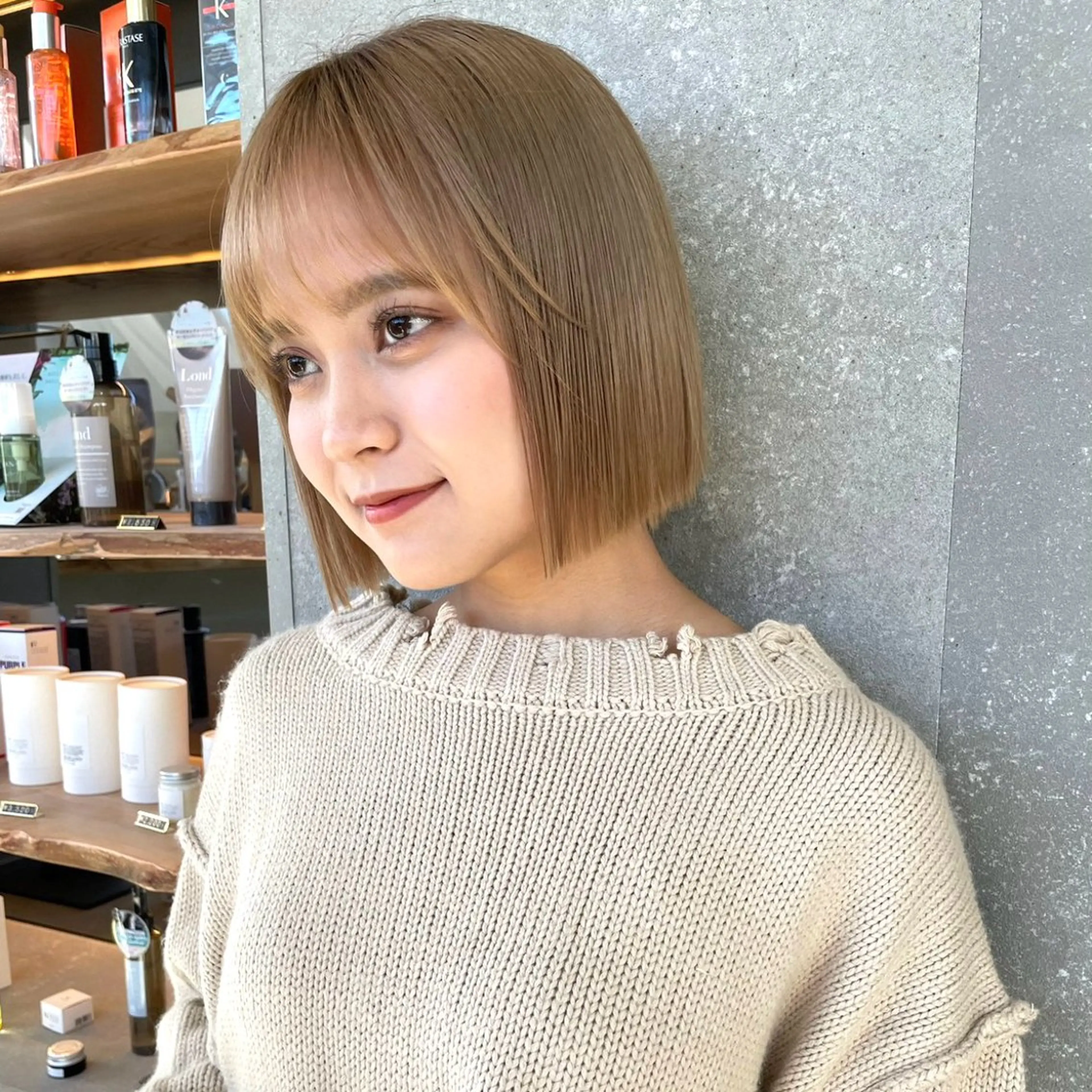 ミディアム ボブ カット トリートメント ボブ/くびれボブ/ 髪質改善/Ru-kaのヘアスタイル