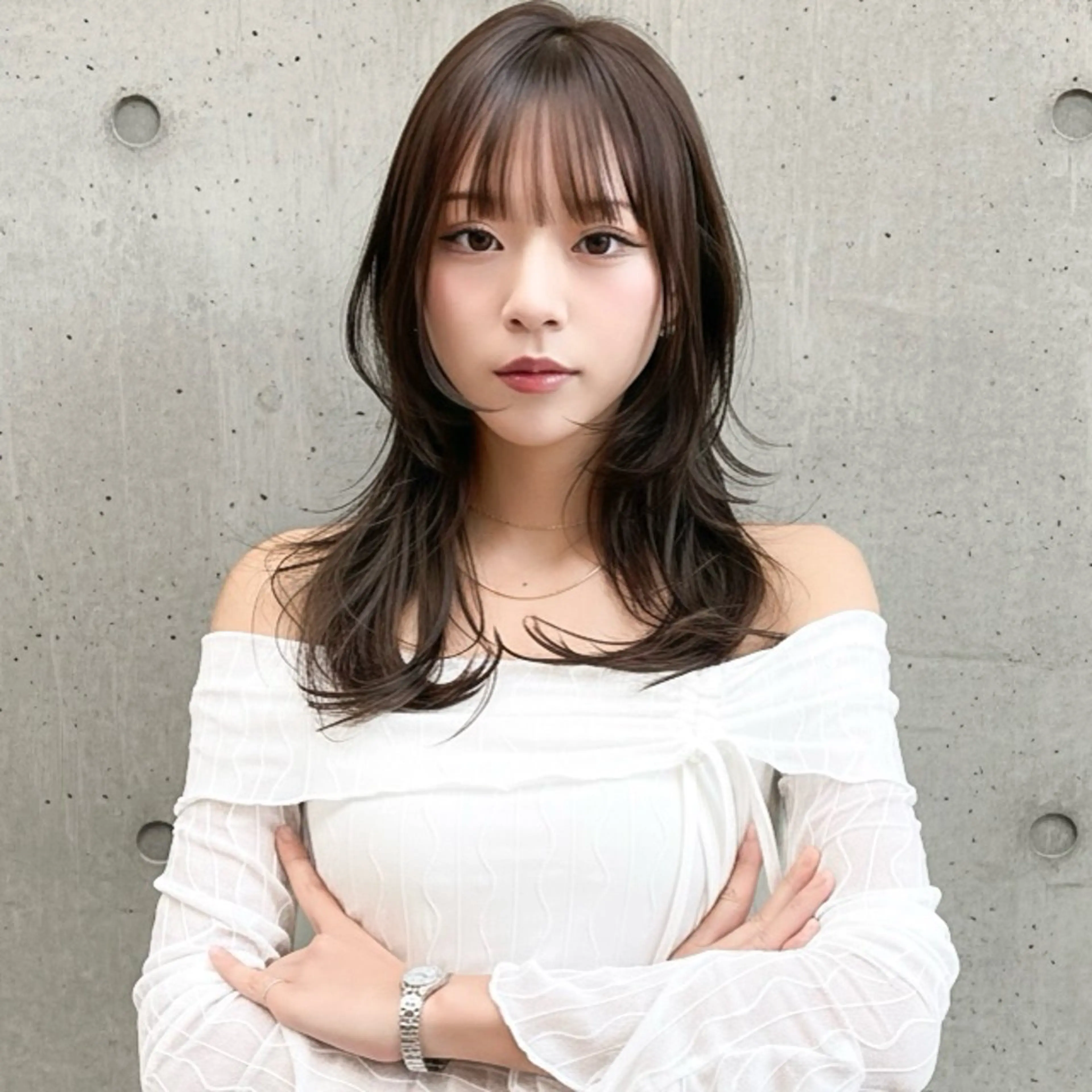 セミロング カット ハッシュカット 田窪珠妃のヘアスタイル