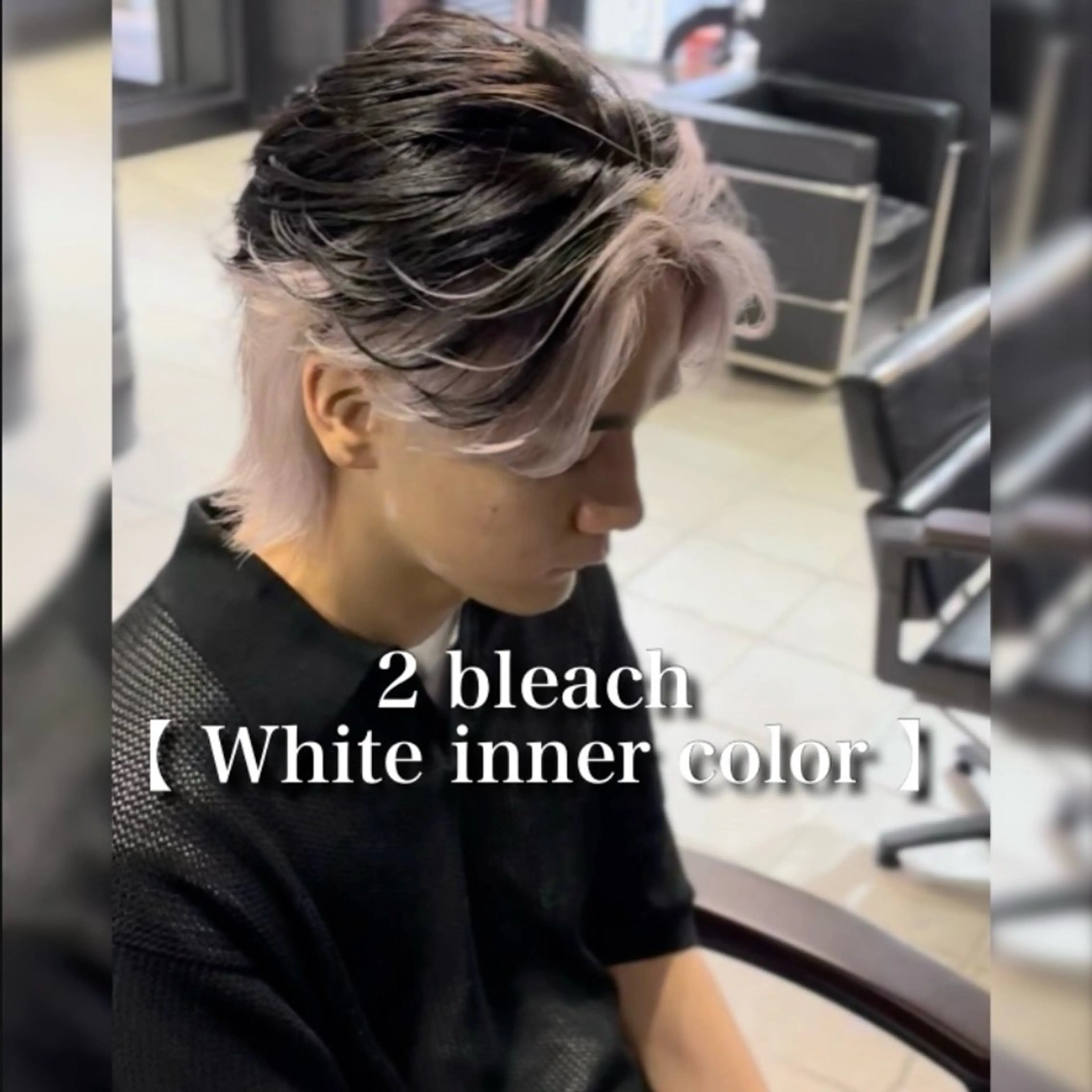 ミディアム カラー メンズ ミディアムパーマ メンズブリーチ センターパート フェザーパーマ メンズハイトーン カット ヘアカラー メンズカラー支持率 No.1【心斎橋】のヘアスタイル