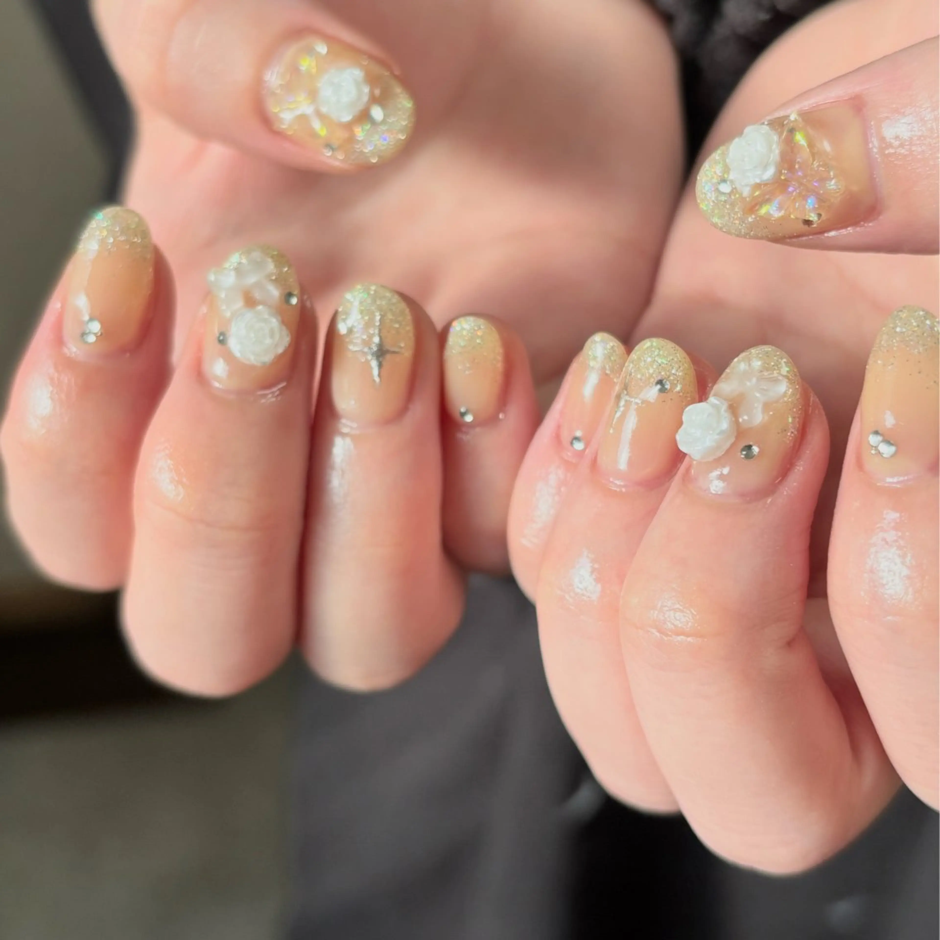 ネイル キラキラネイル マグネットネイル 持ち込み ニュアンスネイル ワンカラーネイル ハンドネイル tamu nail 　金町のネイルデザイン