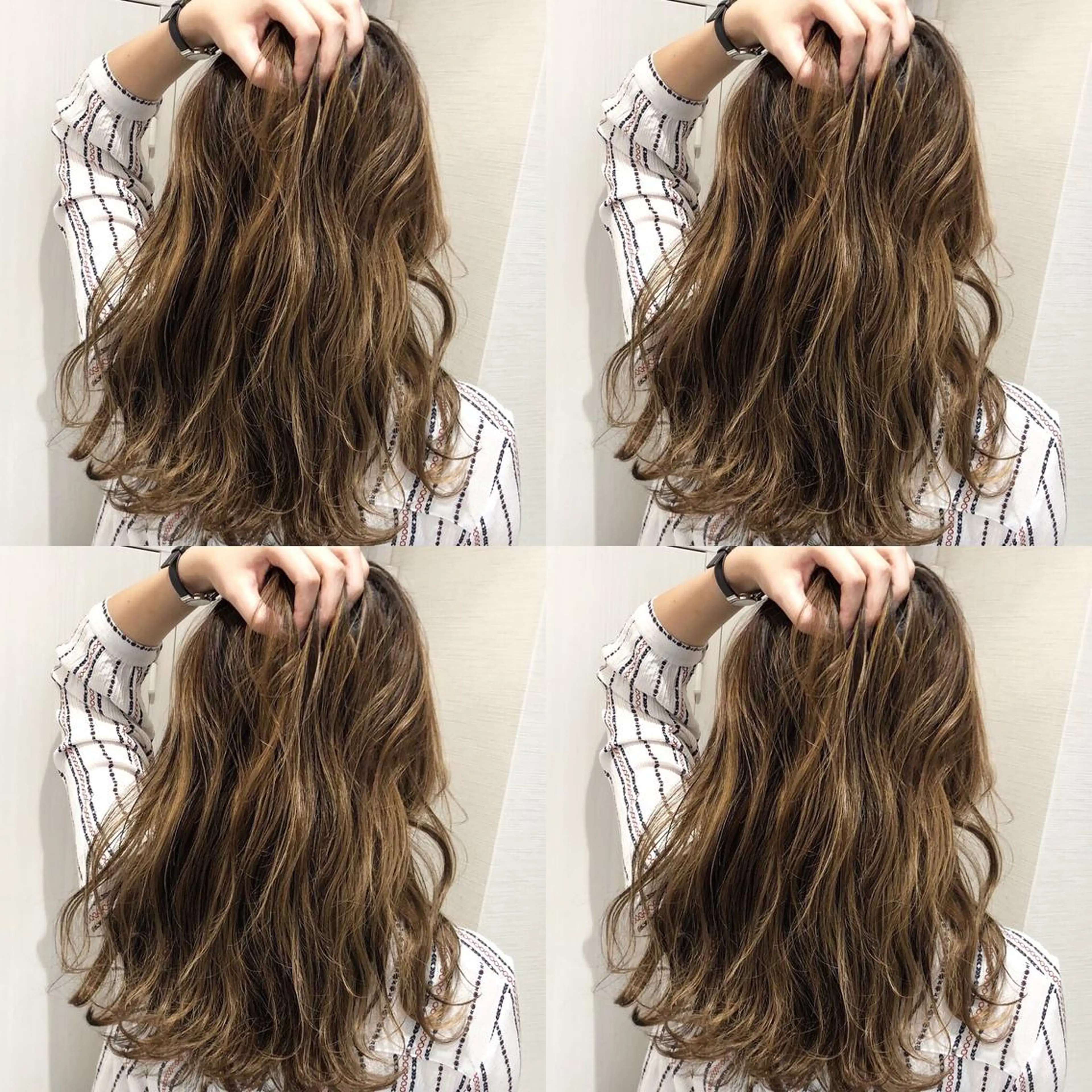 ロング カラー アッシュ バレイヤージュ ブリーチ グラデーションカラー グレージュ 三鷹で1番ショート ボブをカットする新谷のヘアスタイル