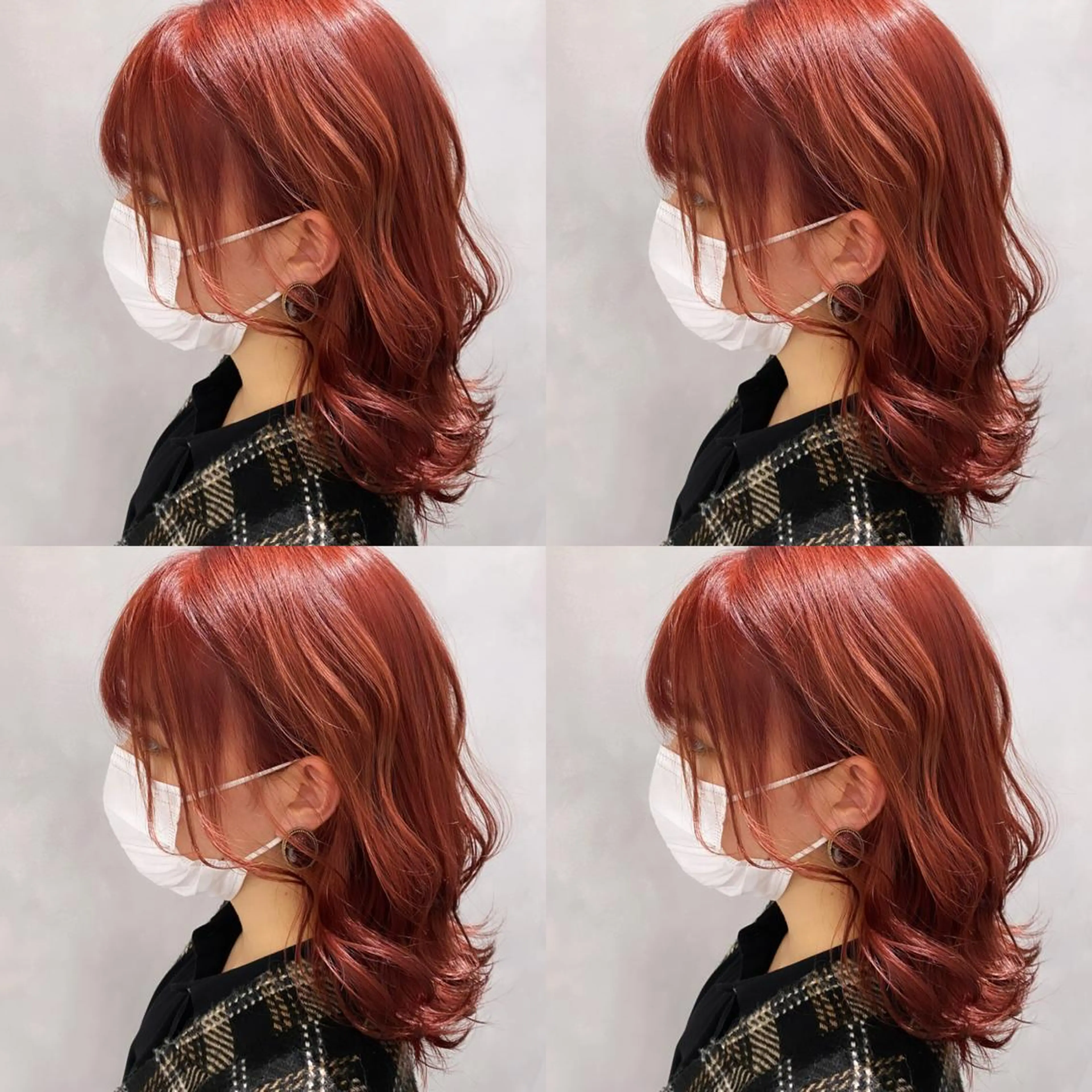 ミディアム カラー レッドカラー カット ヘアカラー トリートメント 飯田 祥哉のヘアスタイル