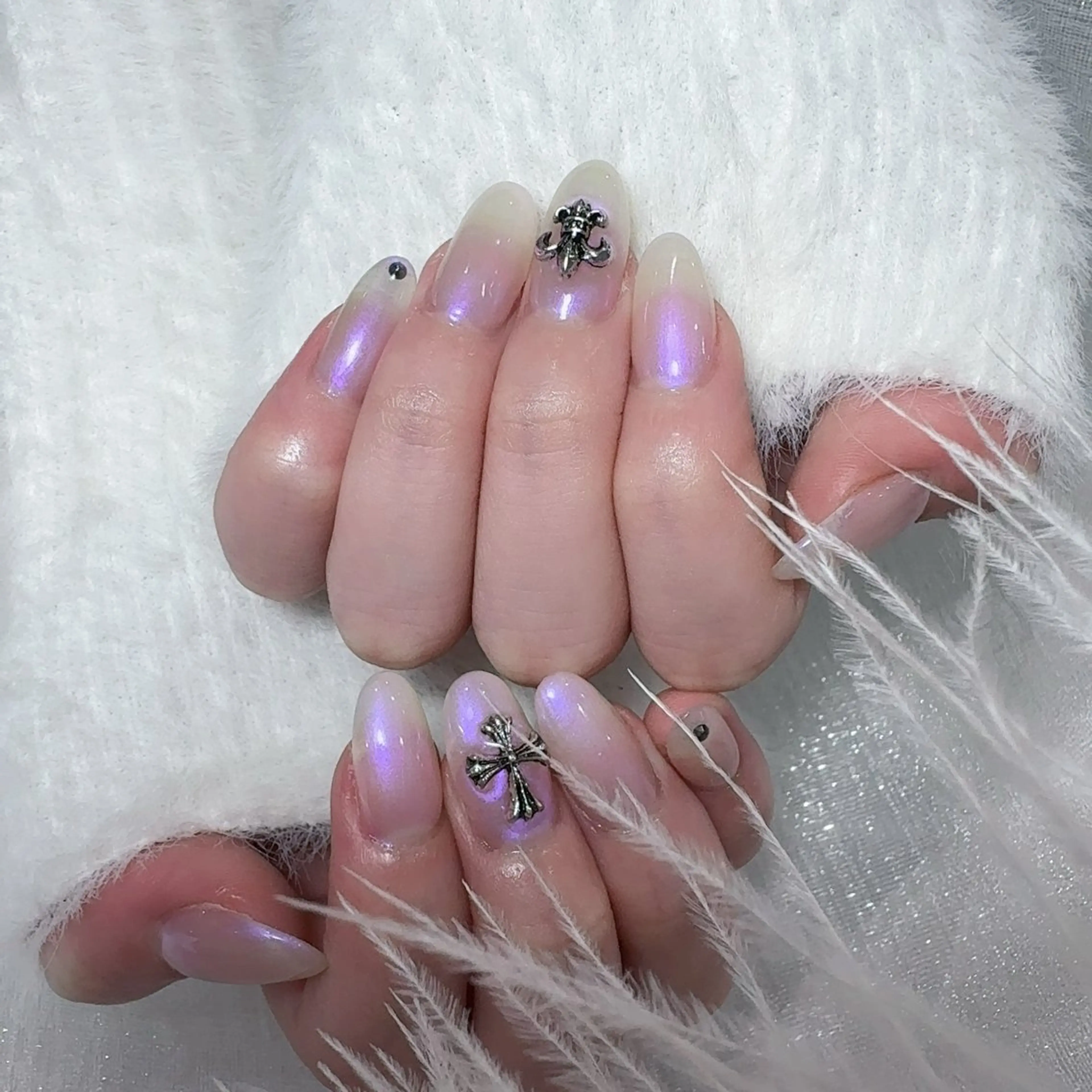 ネイル アートネイル フラッシュネイル フレンチネイル ジェルネイル ガラスフレンチ You&Me Yukiのネイルデザイン