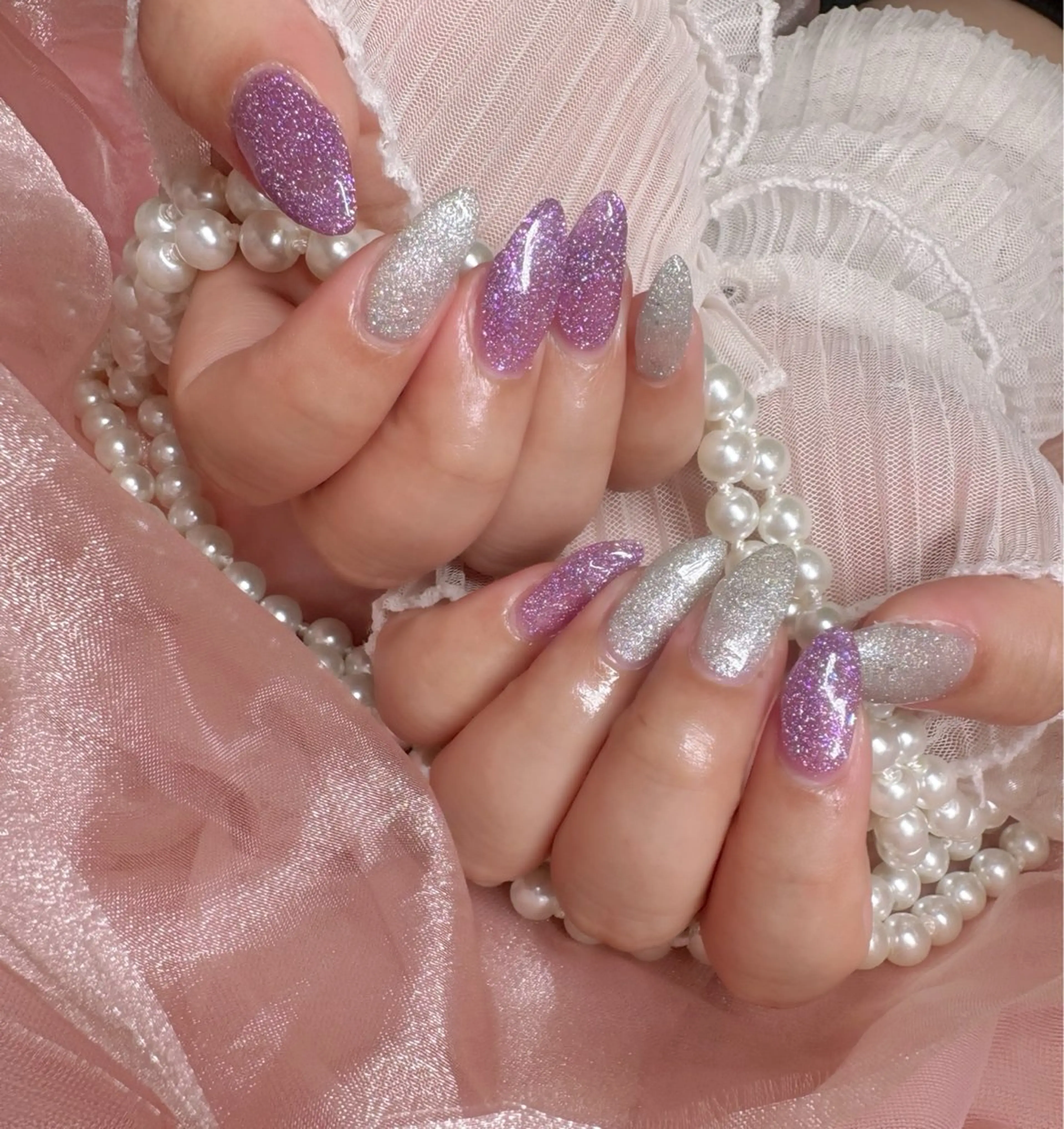 ネイル シルバー ハンドネイル Nail Salon macherieのネイルデザイン