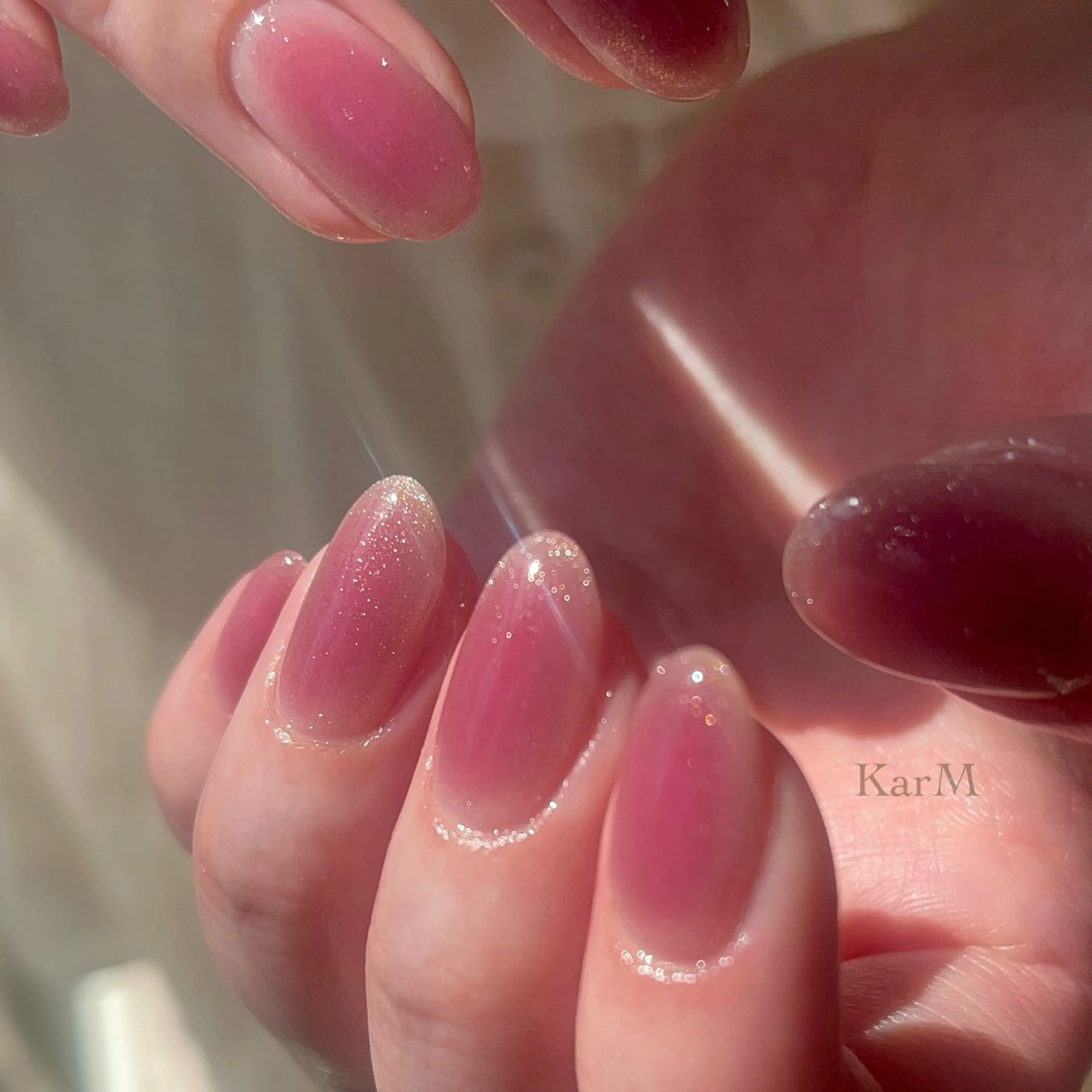 ネイル オーロラネイル チークネイル フラッシュネイル フレンチネイル グラデーション ハンドネイル ogino karinのネイルデザイン