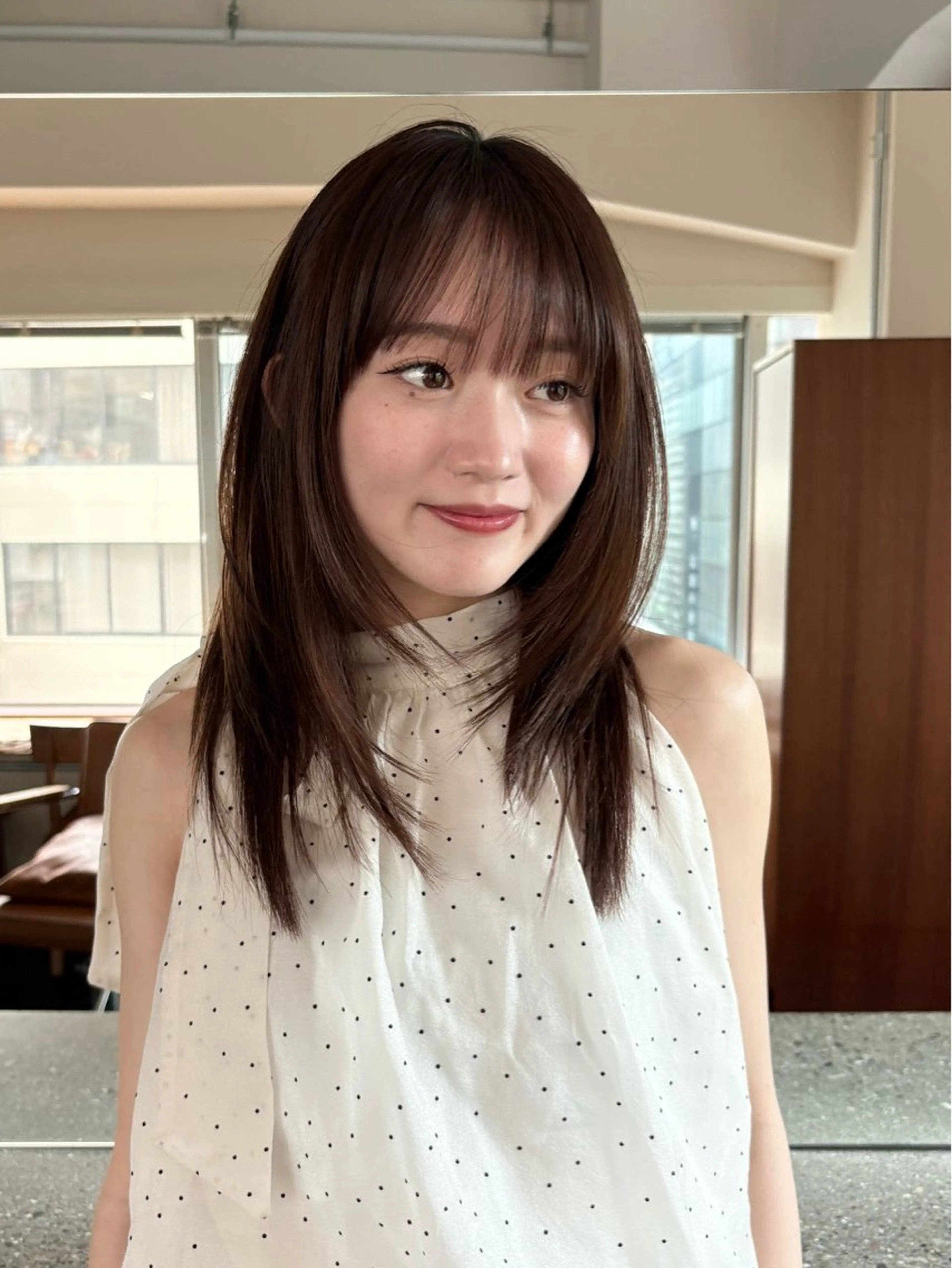 ミディアム カット ヘアカラー トリートメント レイヤー/顔周り/ 透明感/ののか💞のヘアスタイル