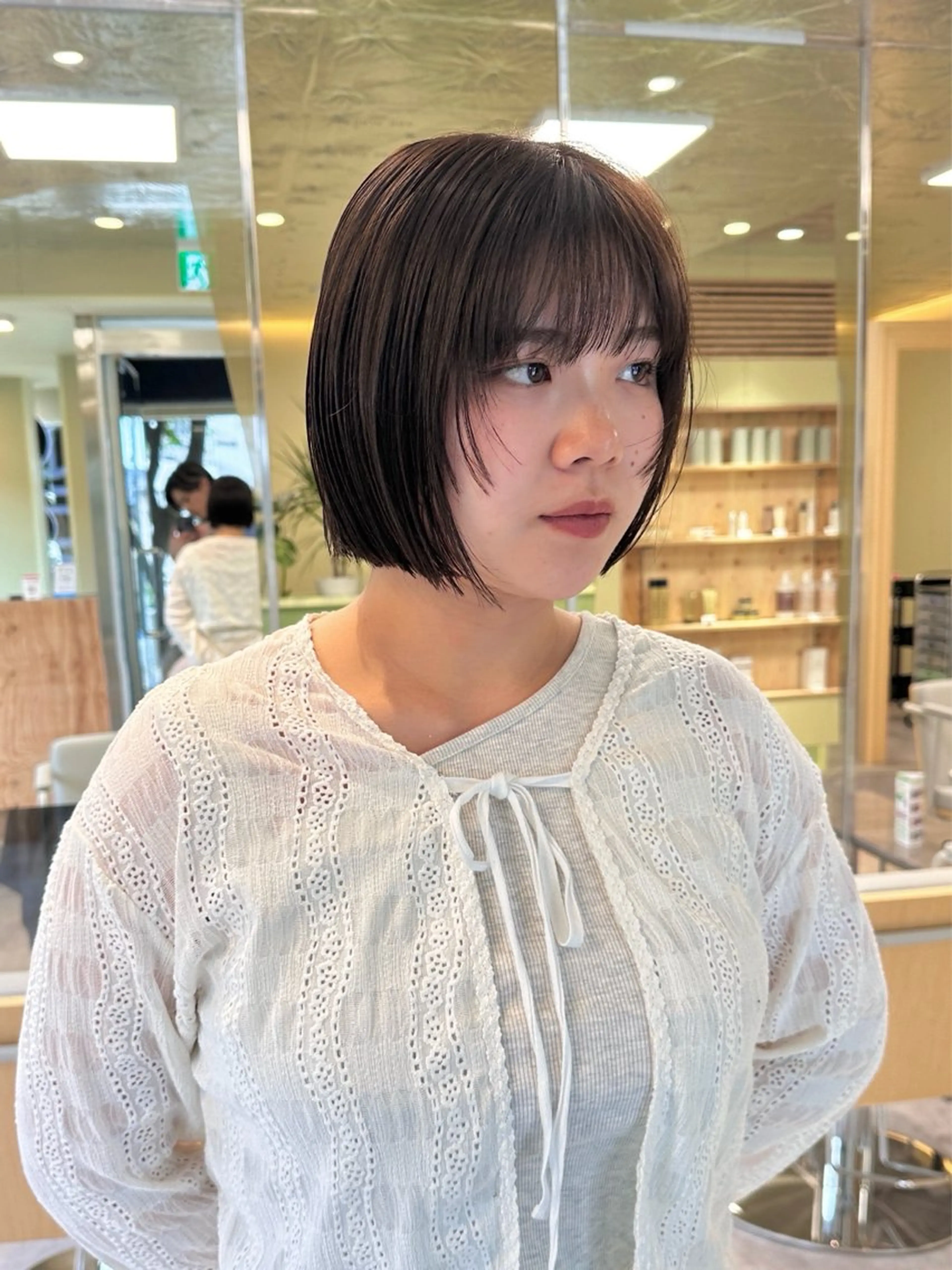 ミディアム カット ヘアカラー ボブ/ぱつっとボブ/ 谷口 海星のヘアスタイル