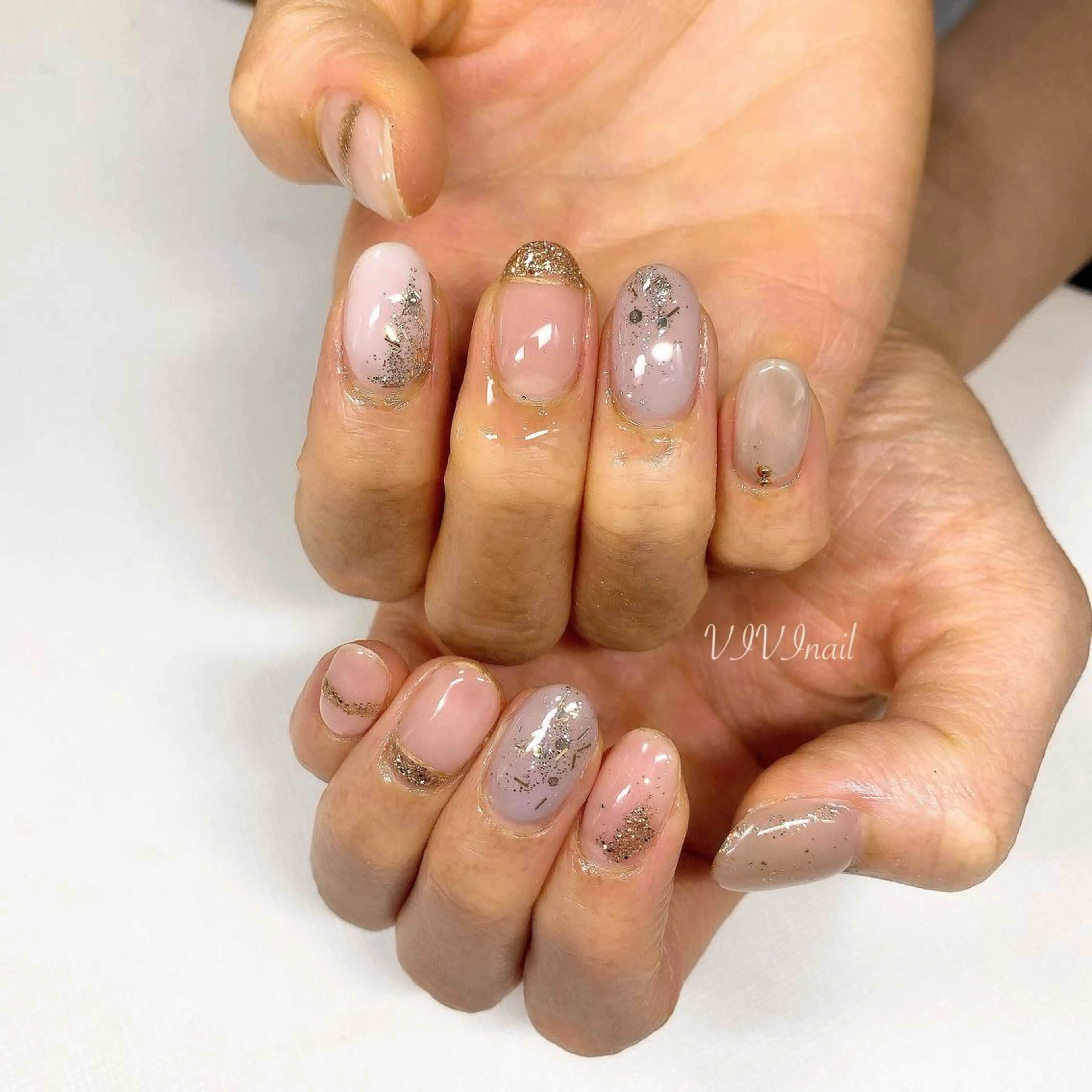 ネイル クリアネイル ラメ(グリッター) ハンドネイル vivi nailのネイルデザイン