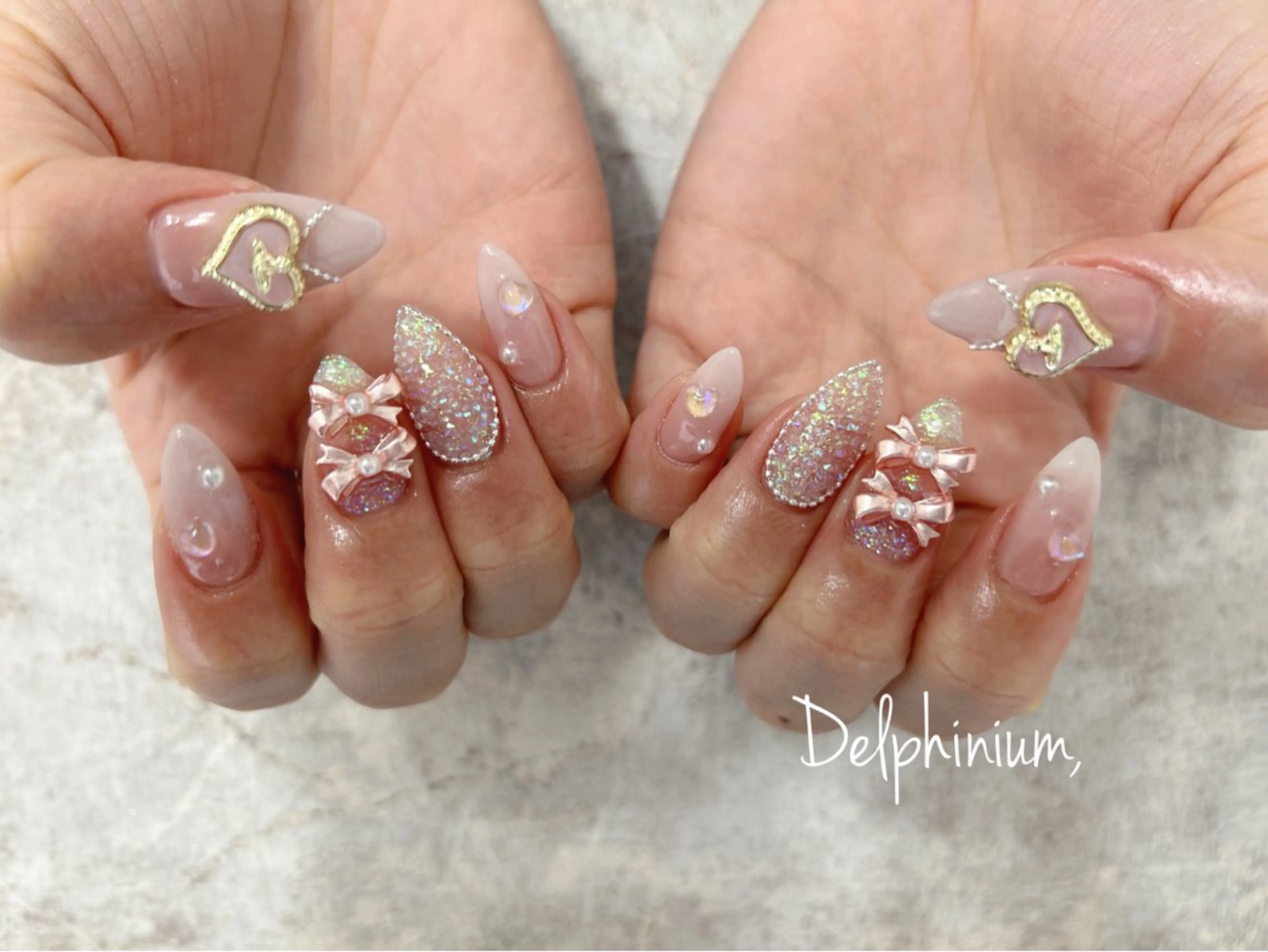 ネイル ジェルネイル 韓国ネイル 持ち込み パラジェル ピンク 岡本 友恵のネイルデザイン