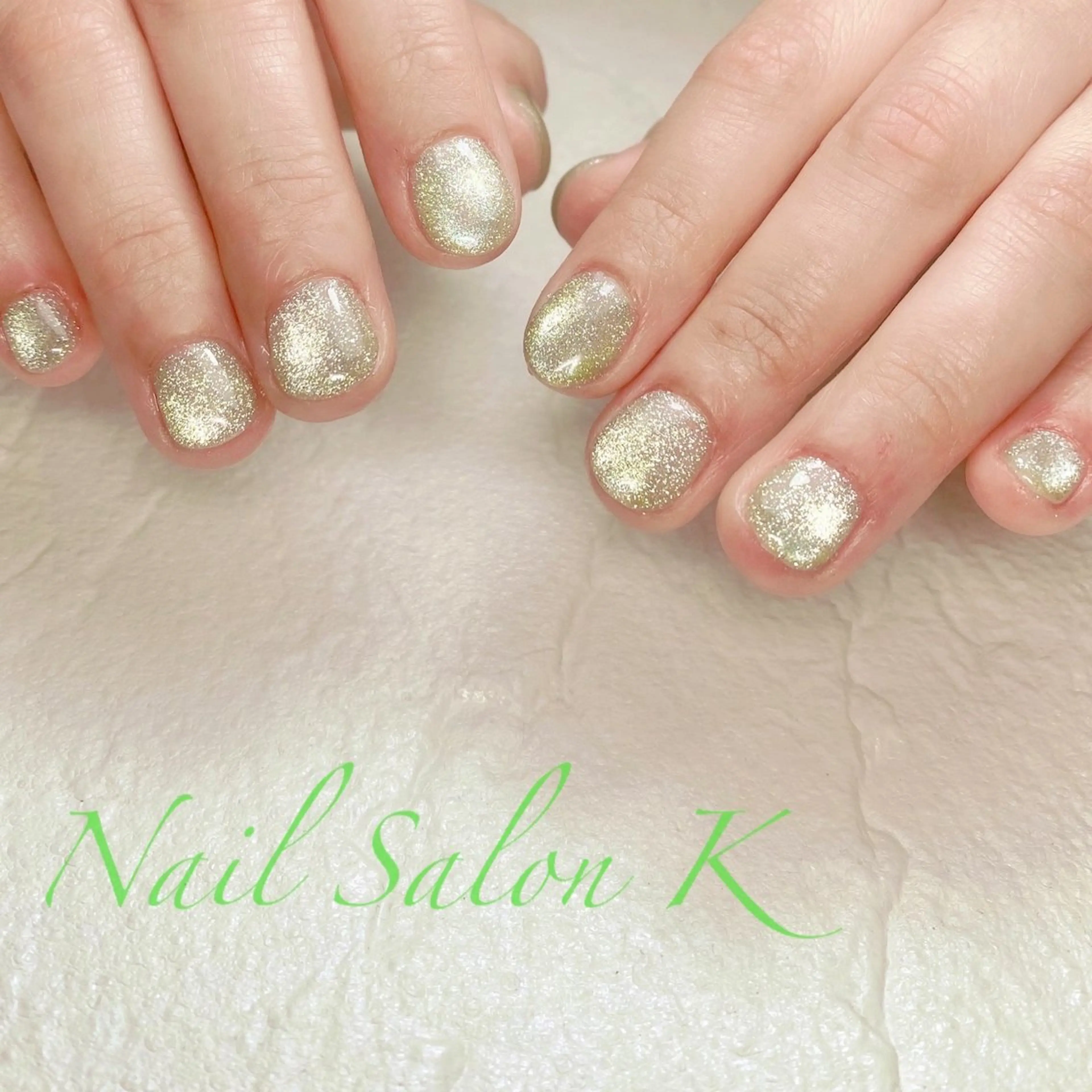 ネイル フラッシュネイル グリーン マグネットネイル ショートネイル ハンドネイル Nail Salon K 🧸美爪育成のネイルデザイン