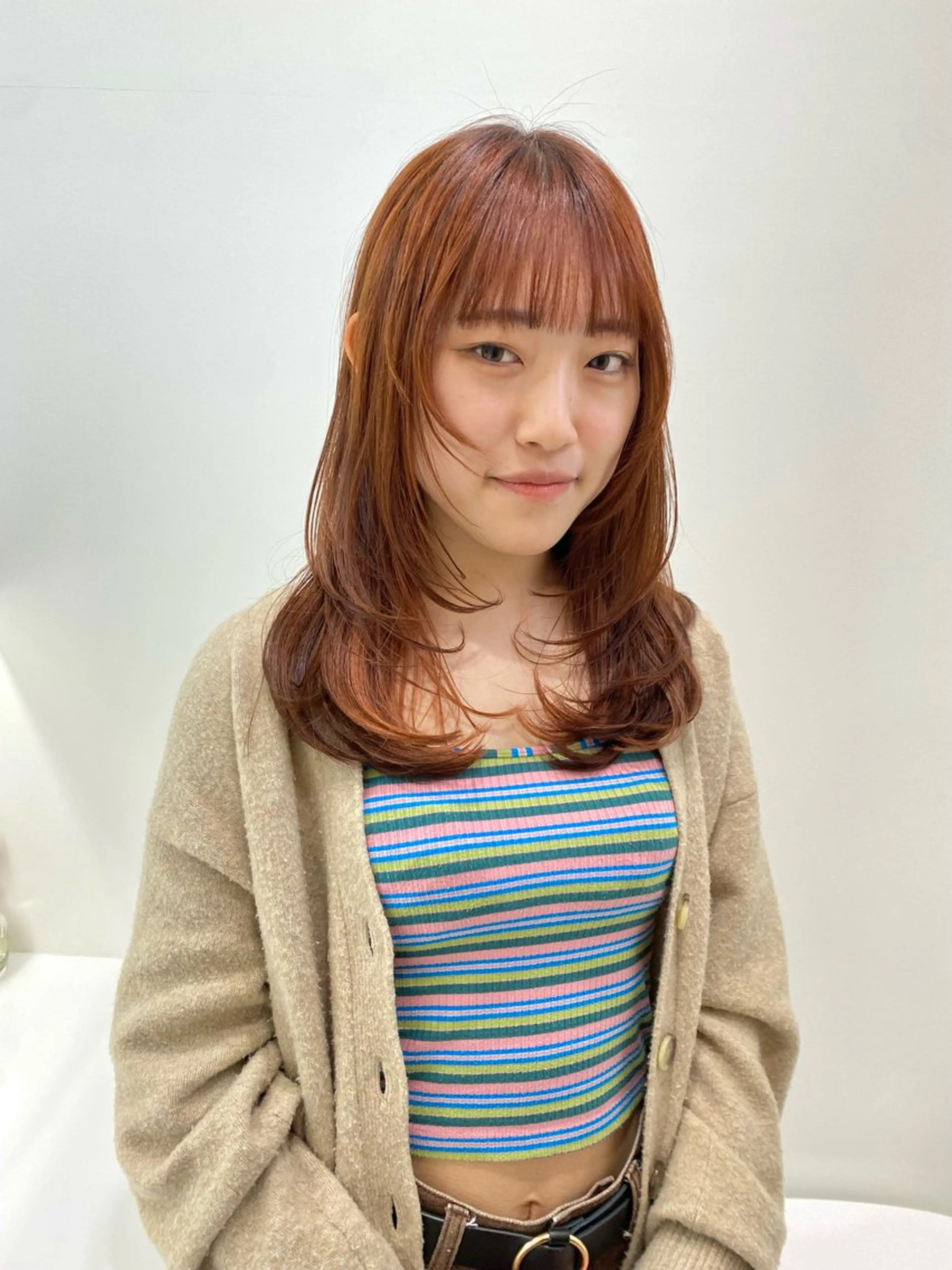 ミディアム カラー カット ヘアカラー トリートメント レイヤー/柔色 カラー/SAkiのヘアスタイル