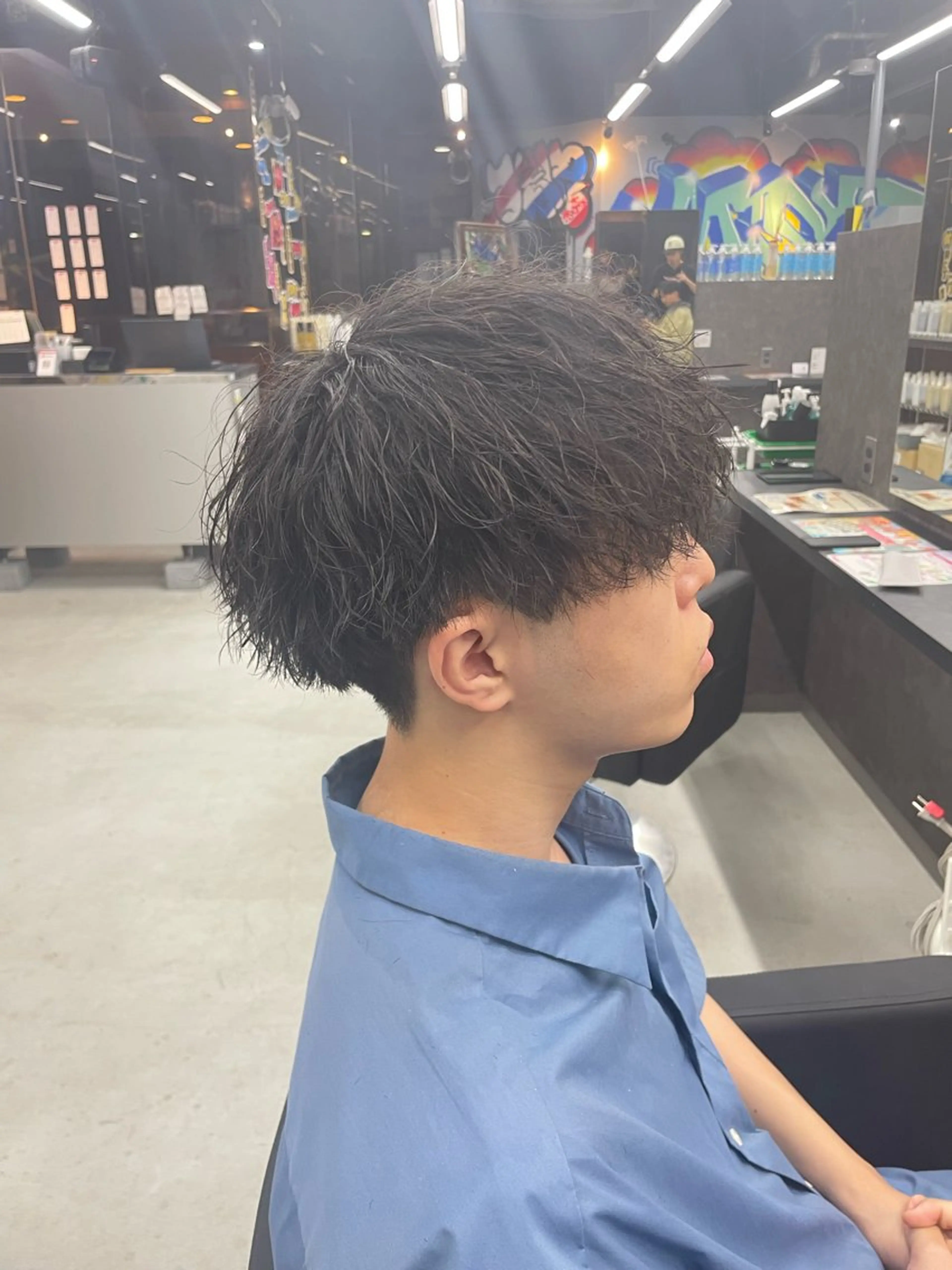 ショート パーマ メンズ カット パーマ メンズパーマ 毛流れ/シャドウのヘアスタイル