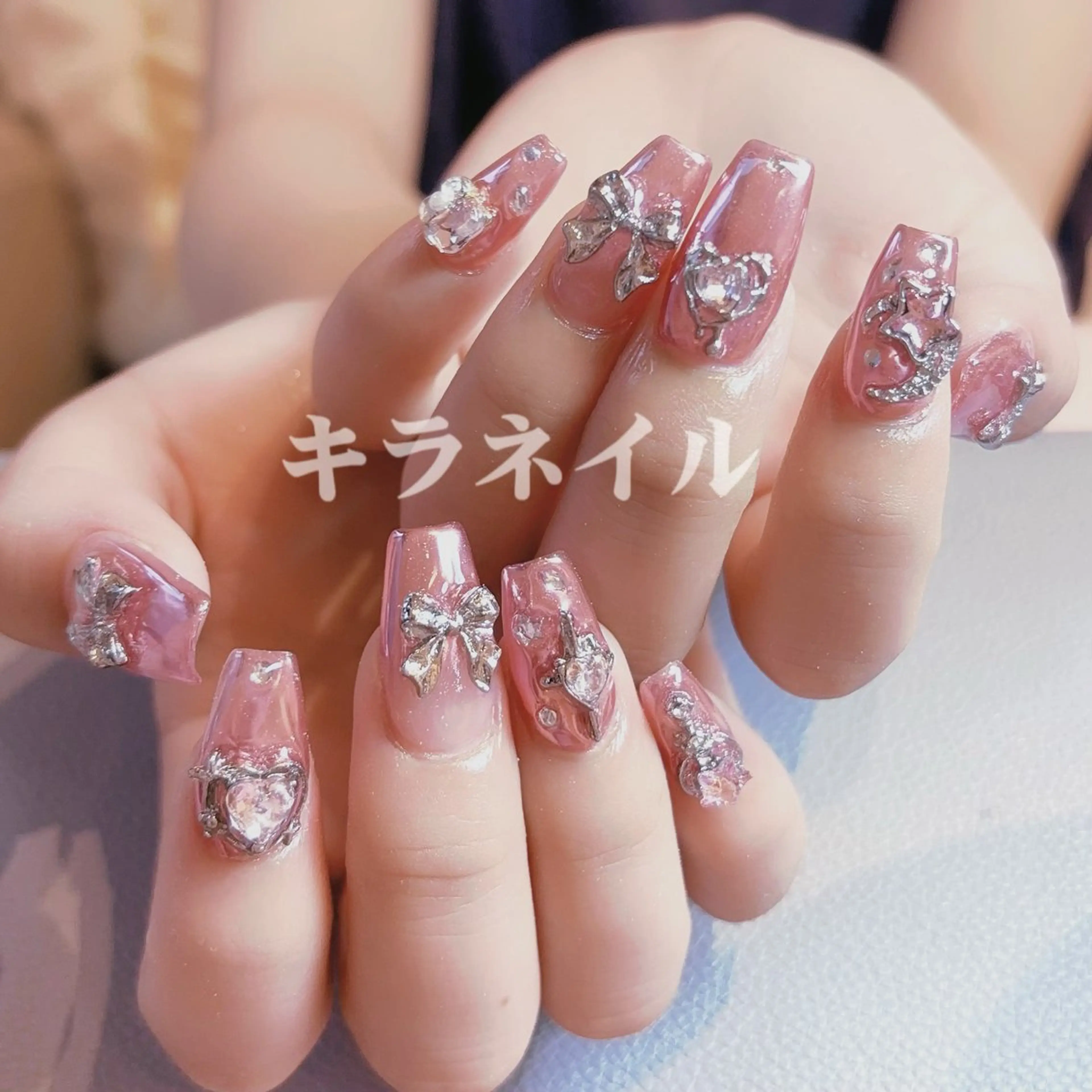 ネイル ハンドネイル 🎀kira 長さだし💗モチ最高のネイルデザイン